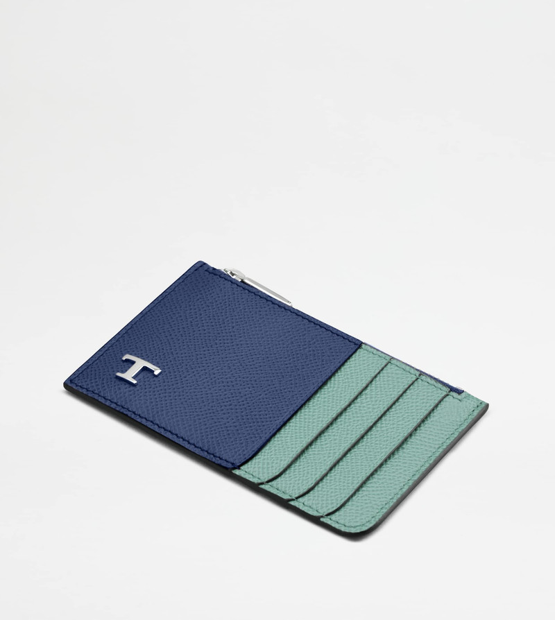 CARD HOLDER IN LEATHER - BLUE, TURQUOISE 3