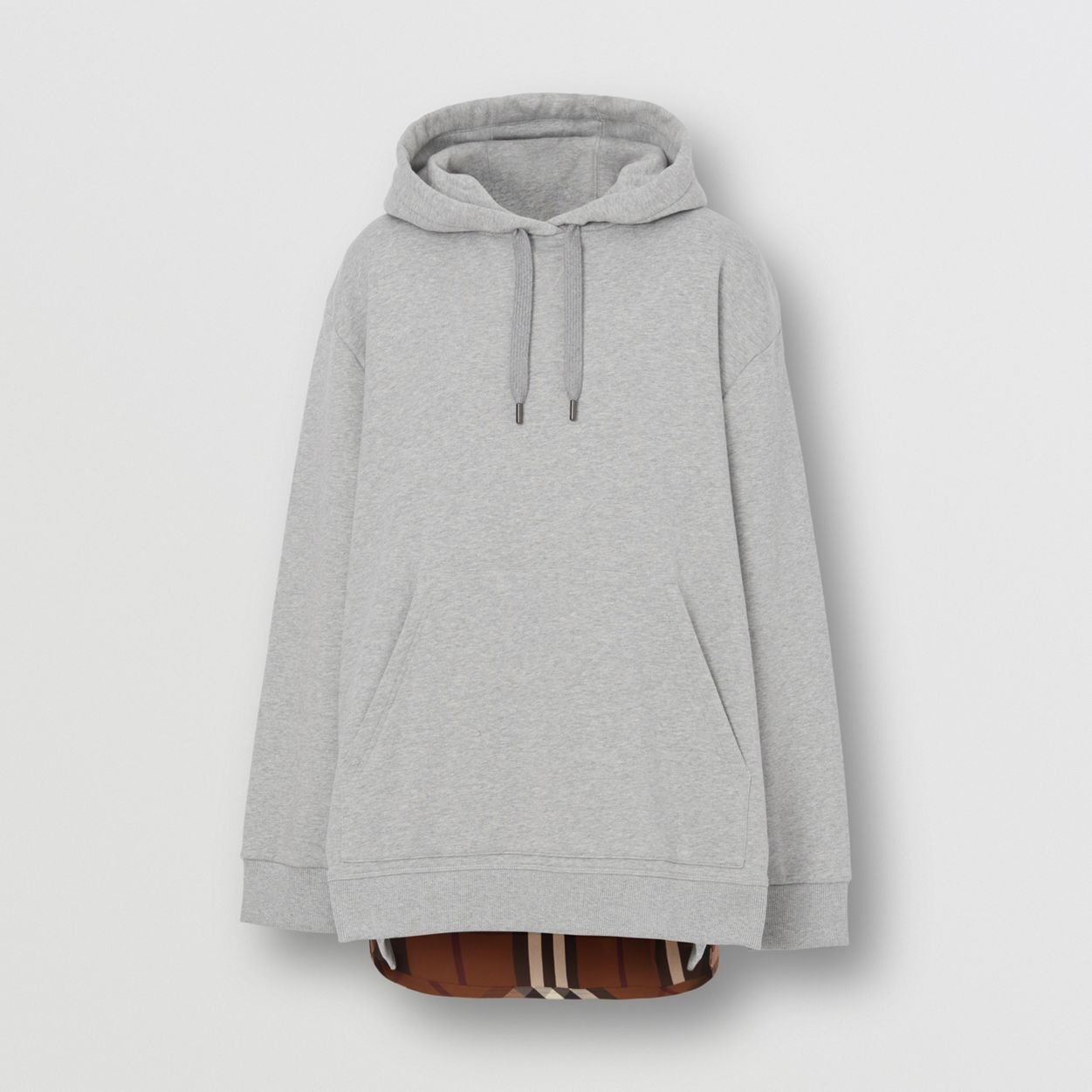 Check Panel Cotton Oversized Hoodie - 1