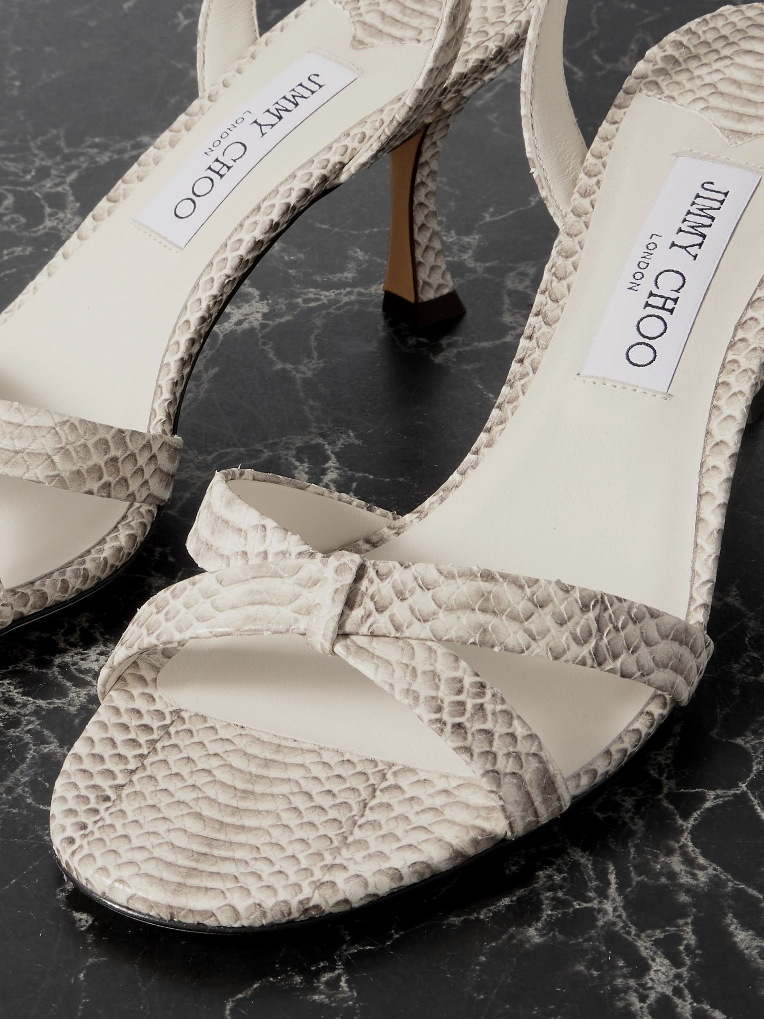 Elsy 70 snake-effect leather slingback sandals Snake print - 4