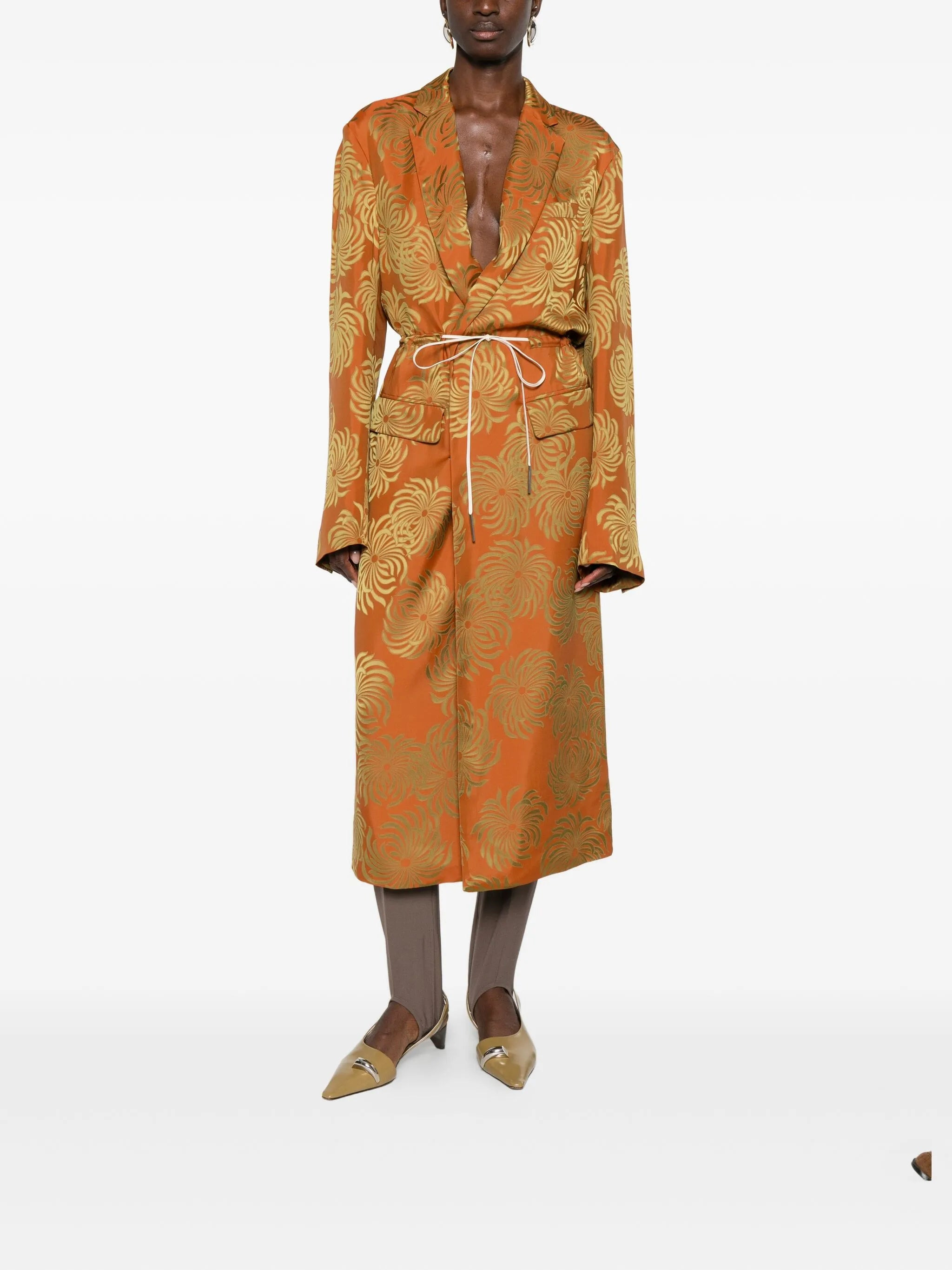 Dries Van Noten Drawstring-waist Patterned Coat - 4