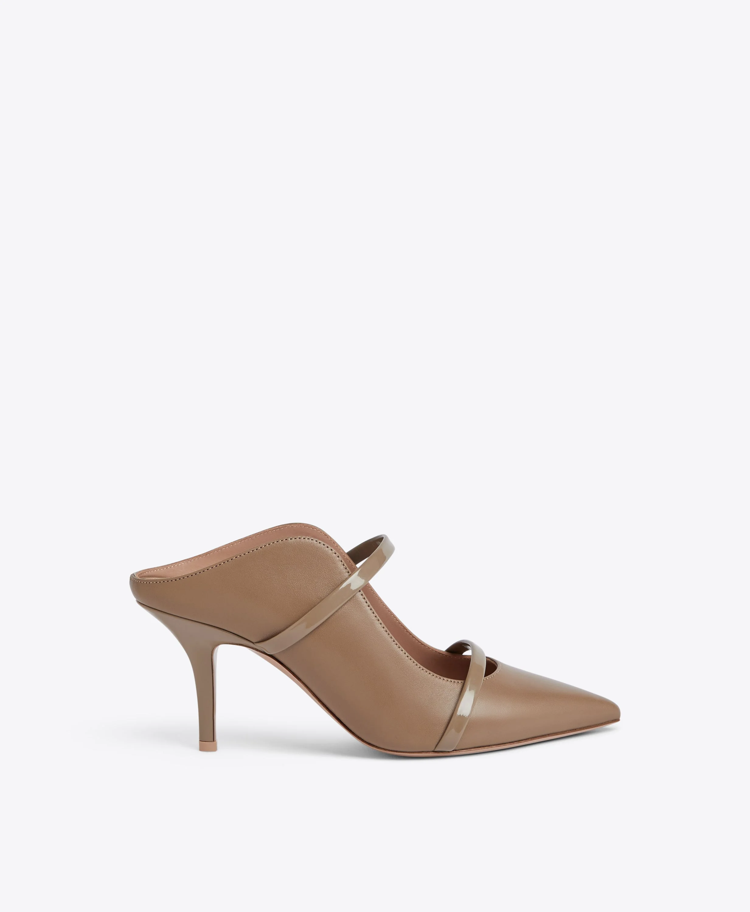 Maureen 70 Taupe Leather Mules - 1