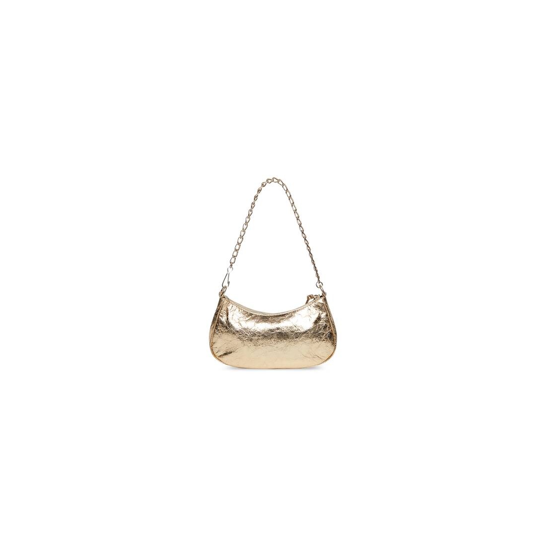 Women's Le Cagole Mini Purse With Chain Metallized With Rhinestones  in Gold - 4