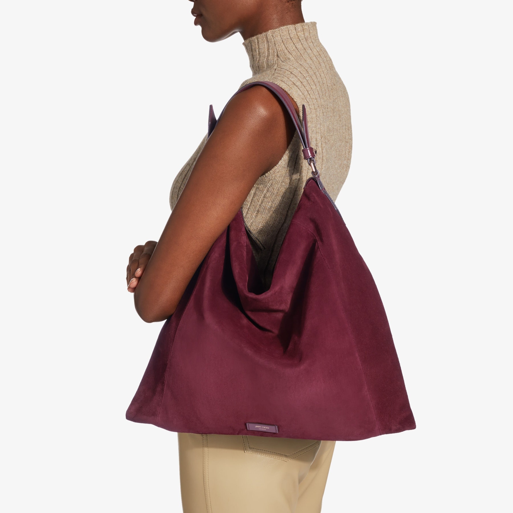 Ana Hobo/s
Burgundy Suede and Smooth Calf Leather Hobo Handbag - 2