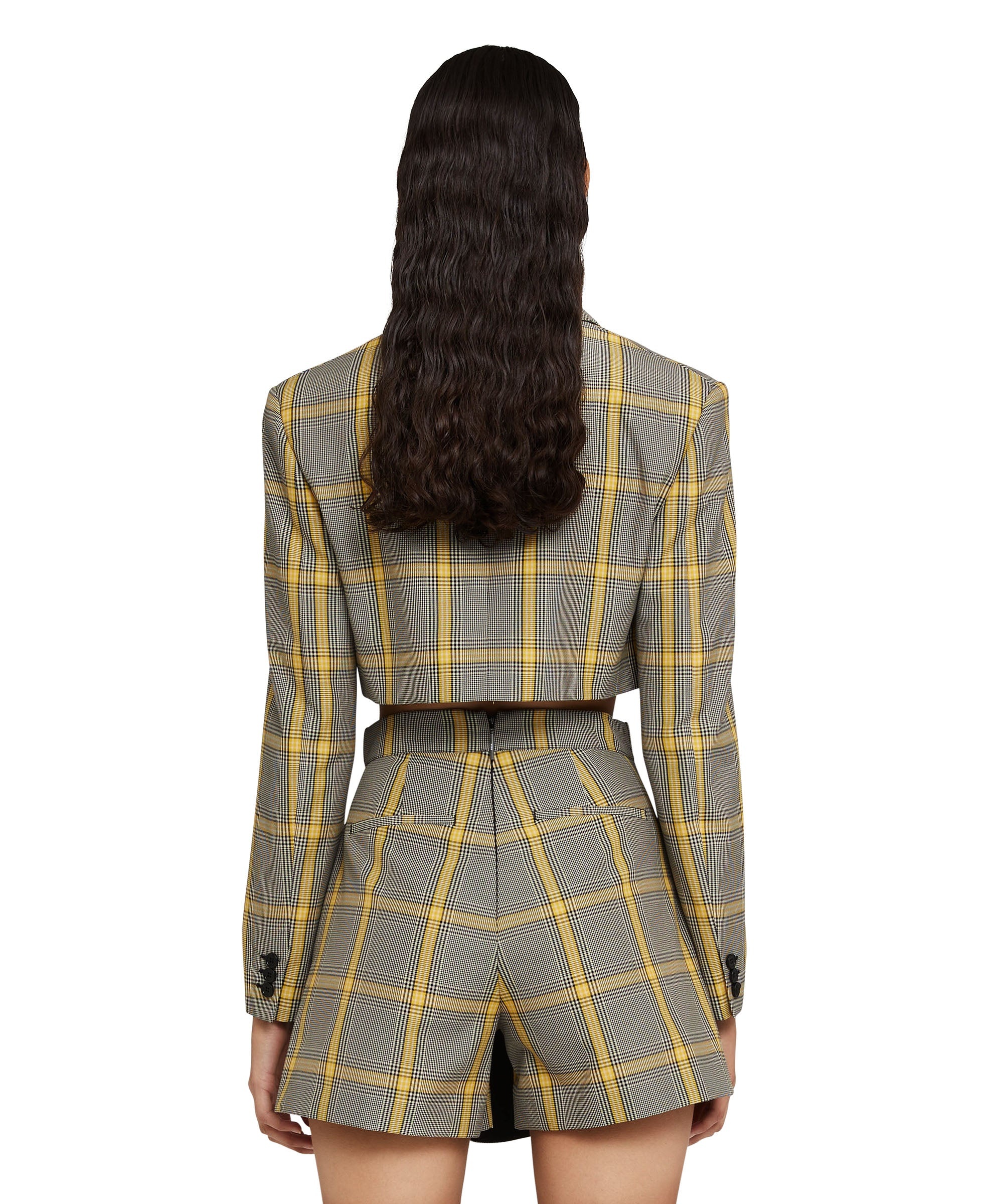 Prince of Wales style crop-top blazer - 3
