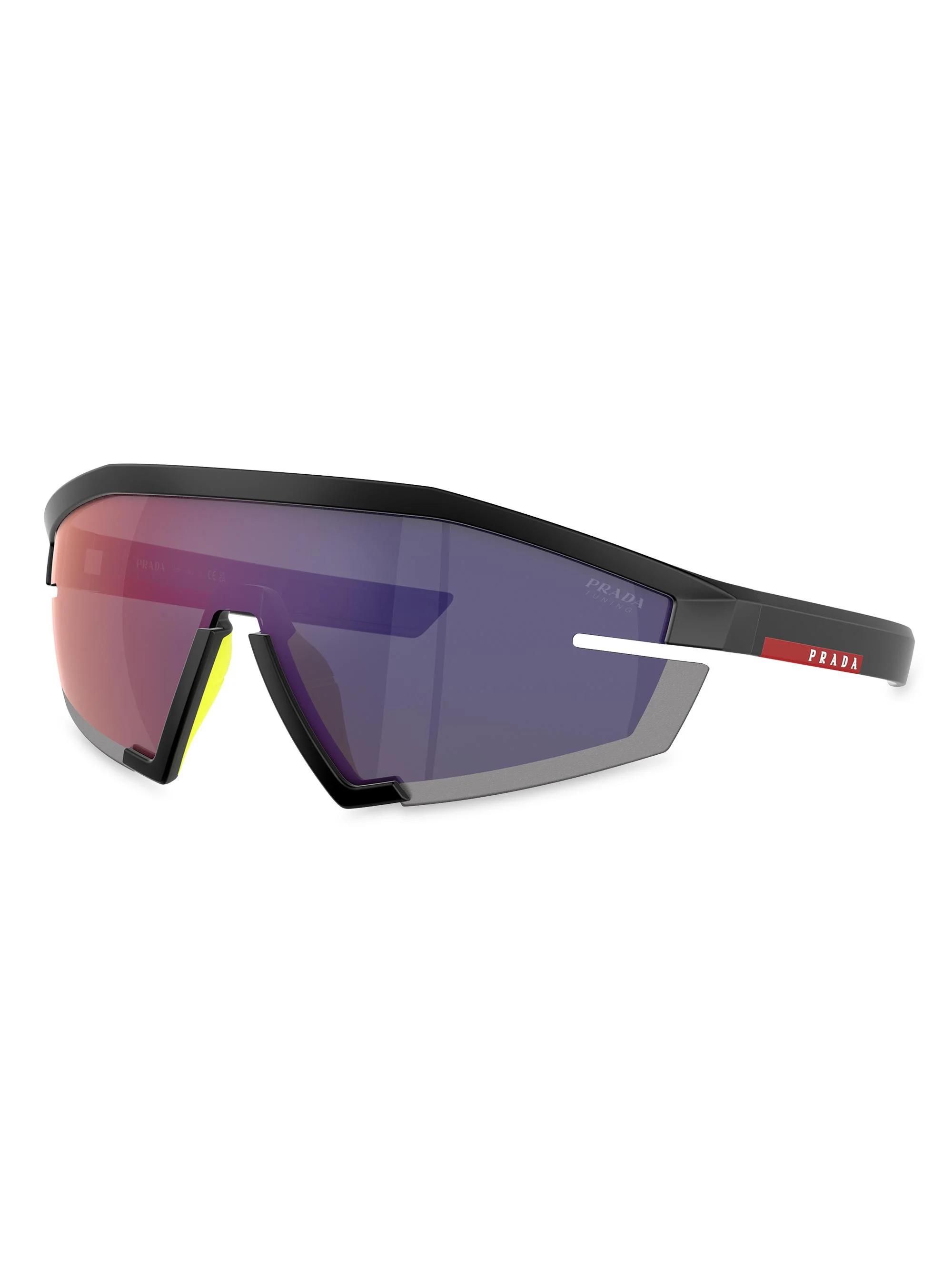 Men's Prada 0Ps 03Zs 144MM Sunglasses - Matte Black Red Mirror - 1