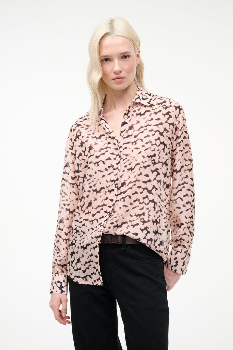 STAUD ROXBURY SILK SHIRT ALMOND BLACK 3