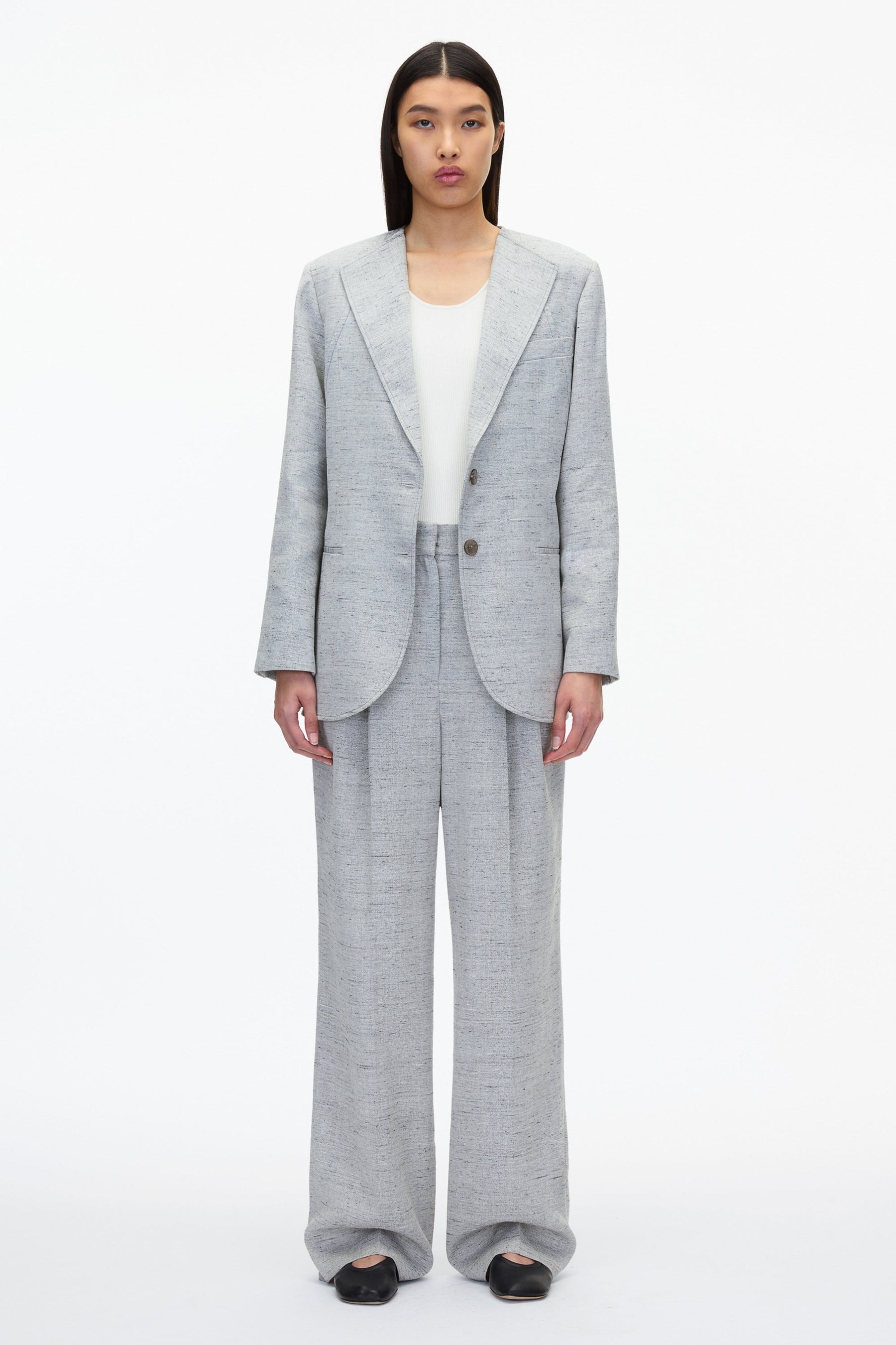 Collarless Relaxed Blazer - 5