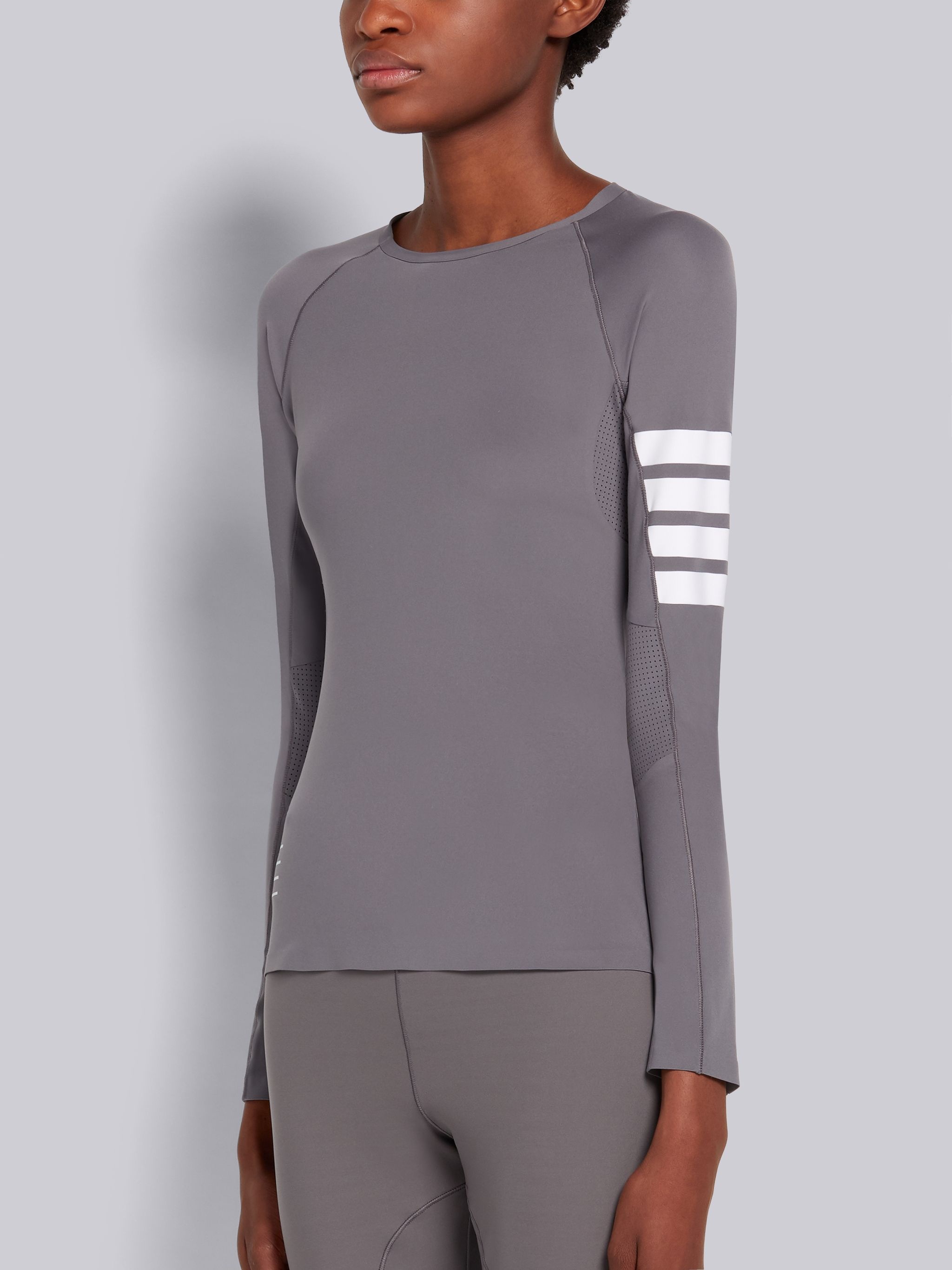Medium Grey Piece-dyed Interlock 4-Bar Compression Tee - 2