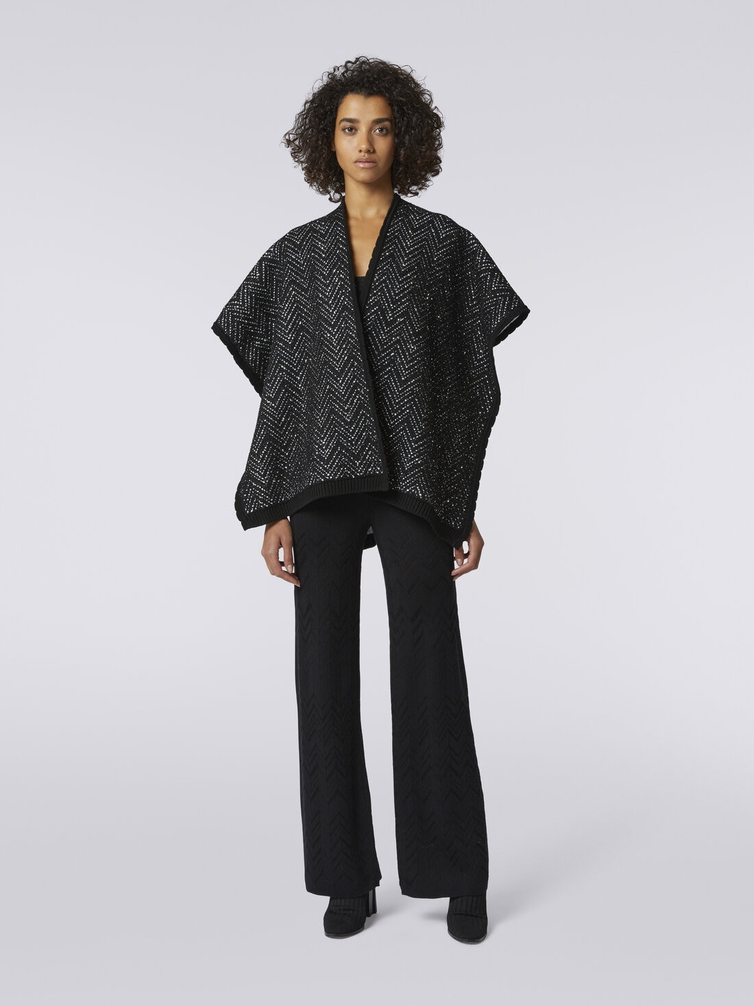 Cotton blend chevron cape with sequins - 2