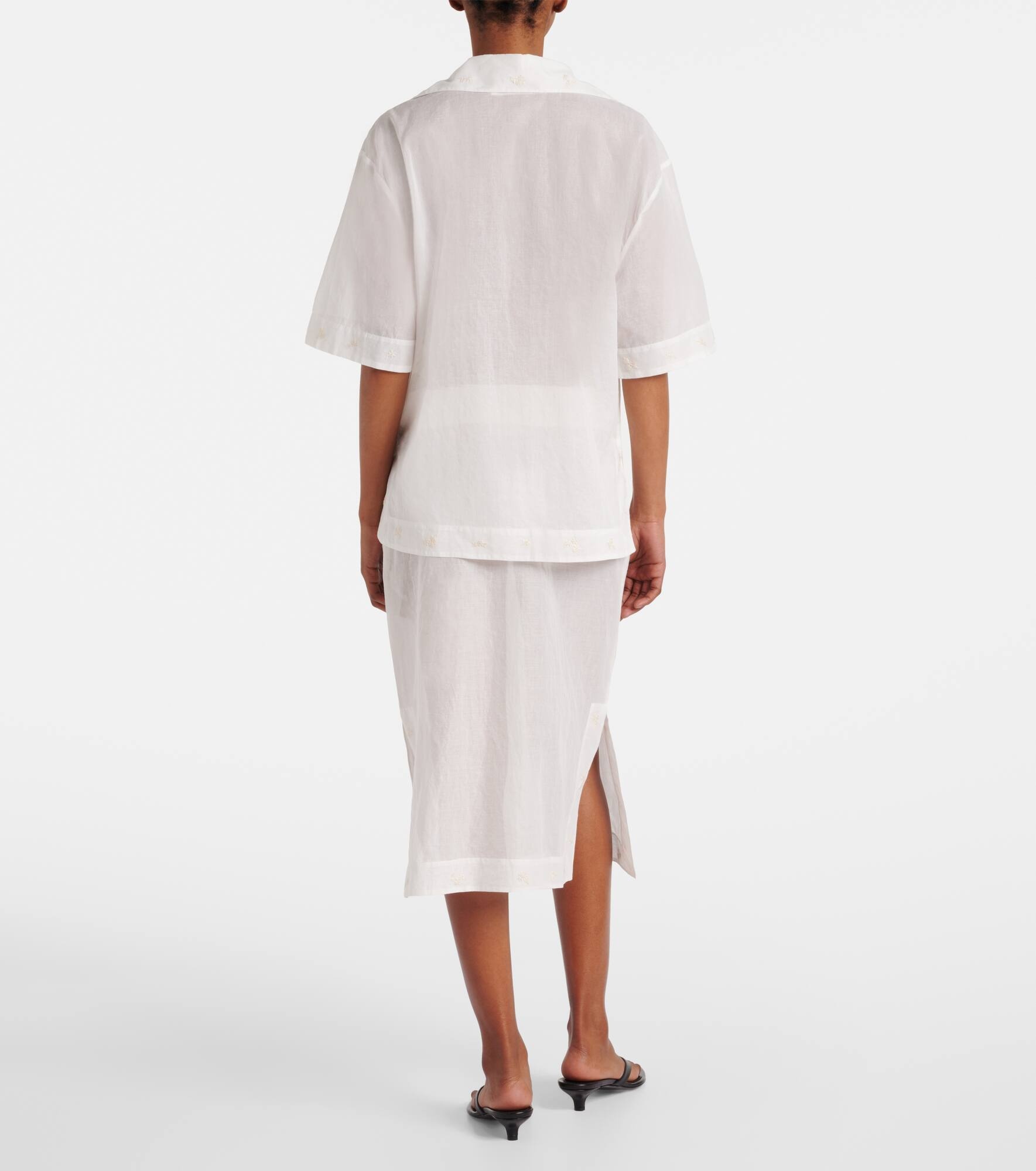 Floral semi-sheer cotton organza shirt - 3