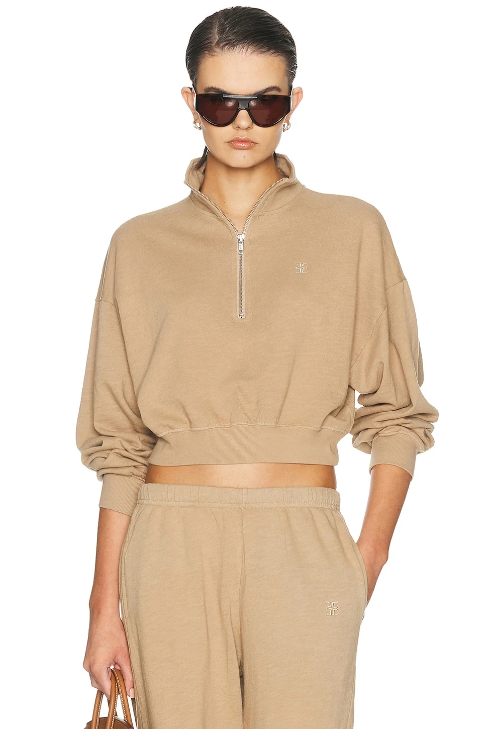 Cropped Half Zip Sweatshirt - 1
