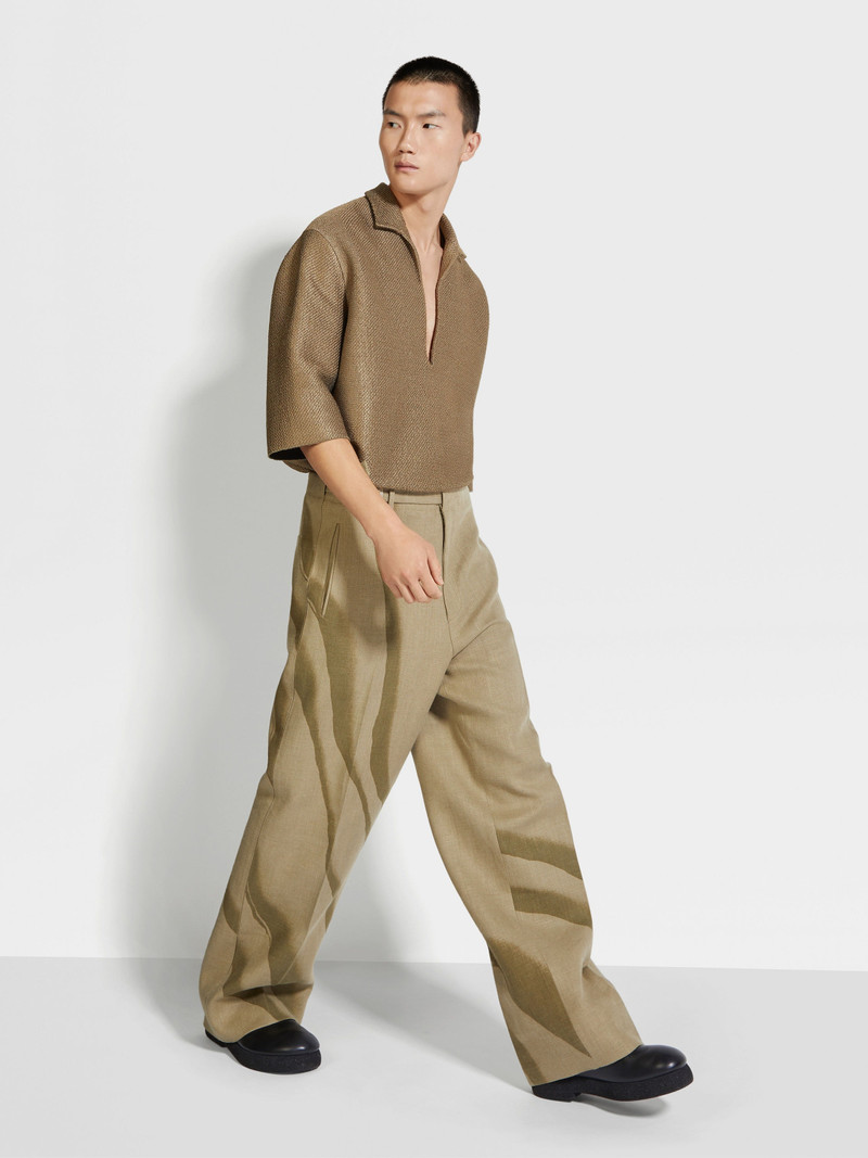 OLIVE GREEN OASI LINO PANTS 3