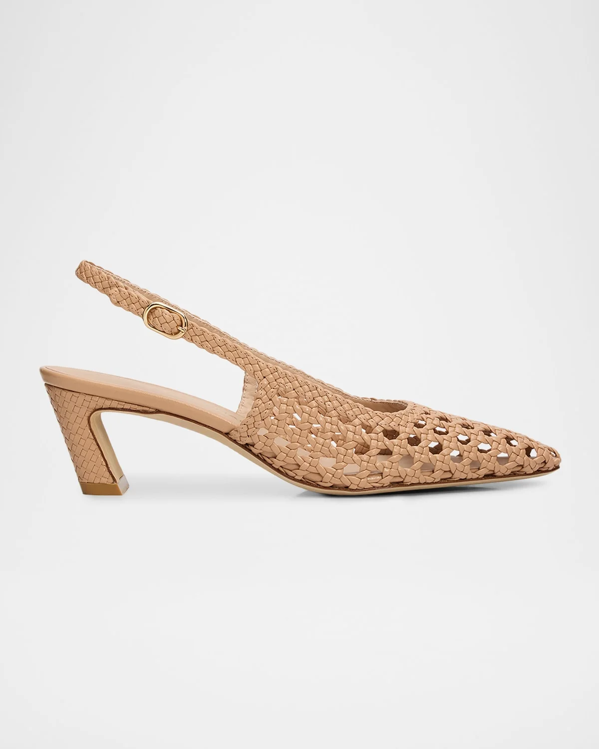 50mm Stassi Woven Leather Slingback Pumps - 1