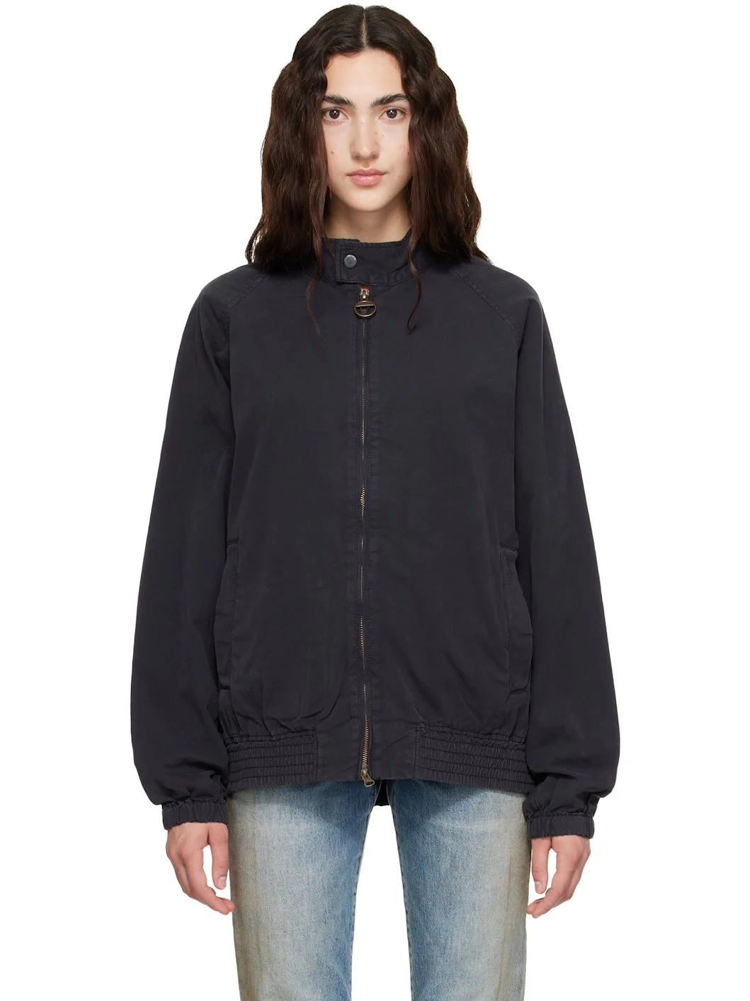 Navy Royston Cotton Harrington Bomber Jacket - 1