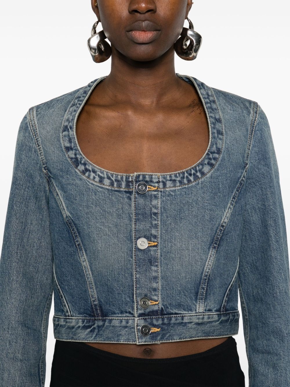 cropped denim jacket - 5