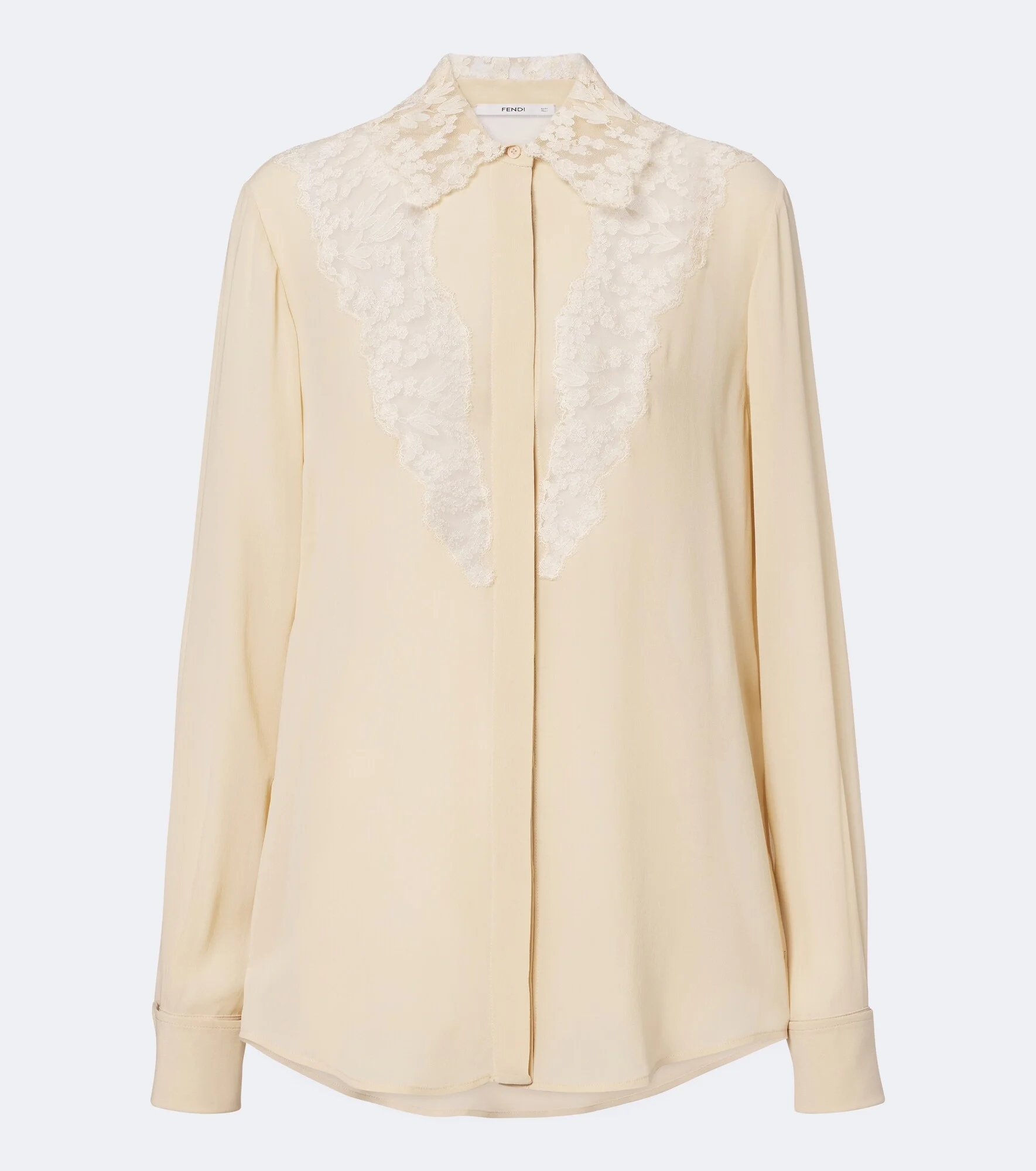 Lace-trimmed silk georgette shirt - 1