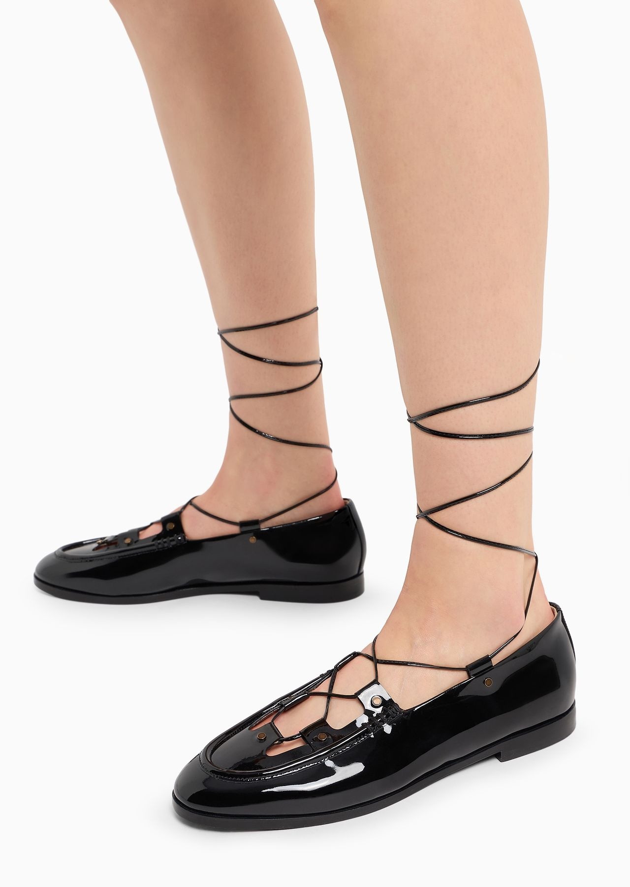 Patent-leather lace-up loafers - 7