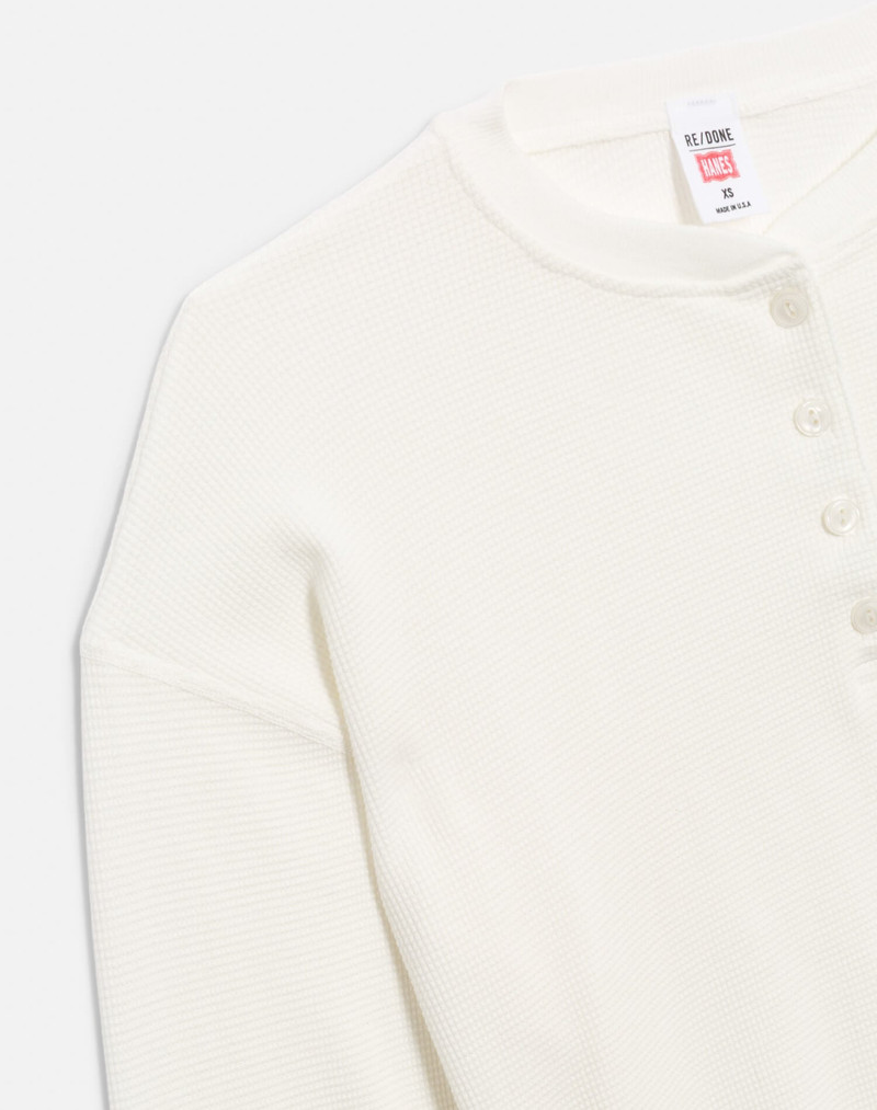 Hanes Waffle Boxy Henley - Off White 3