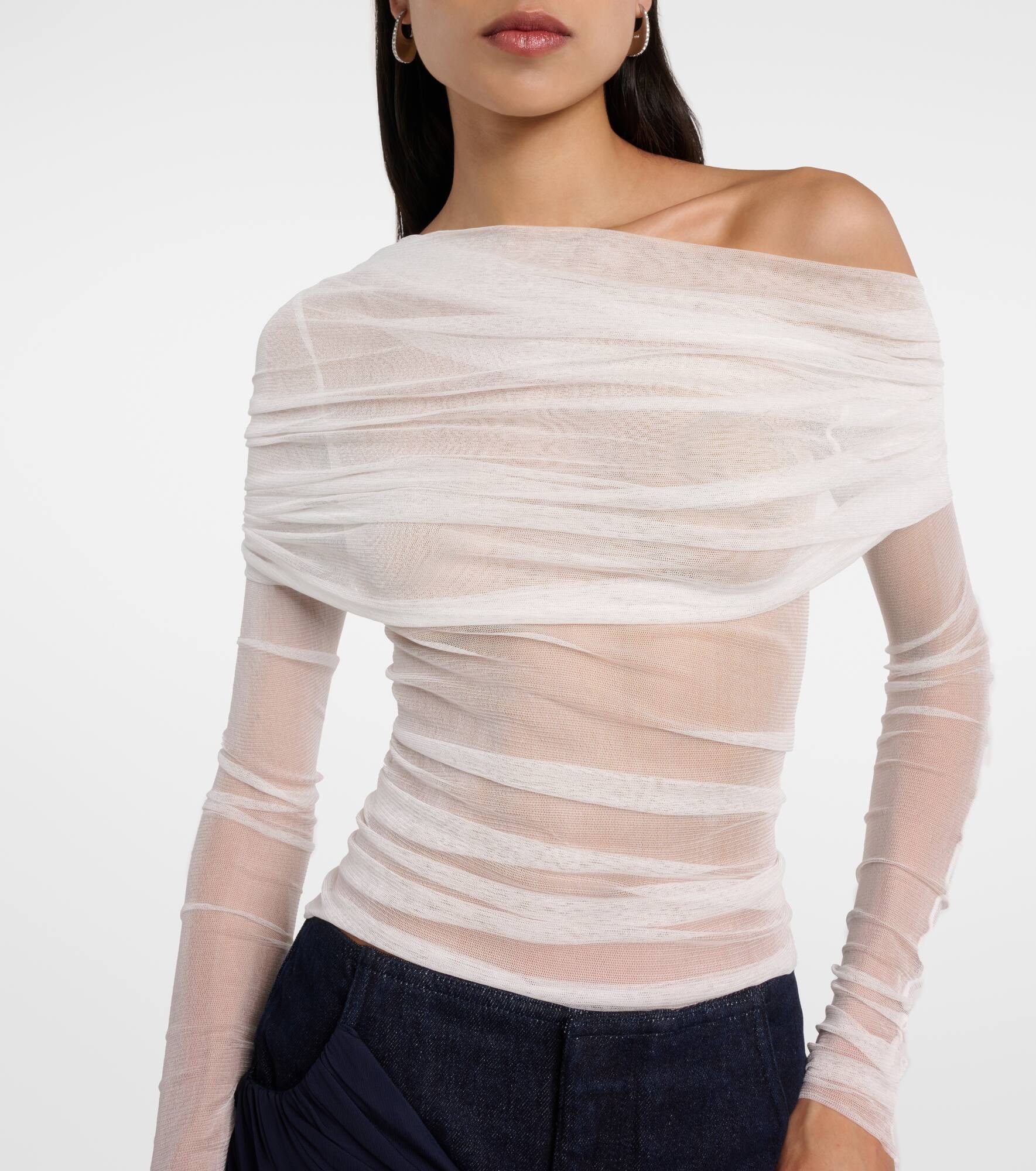 Draped silk top - 4