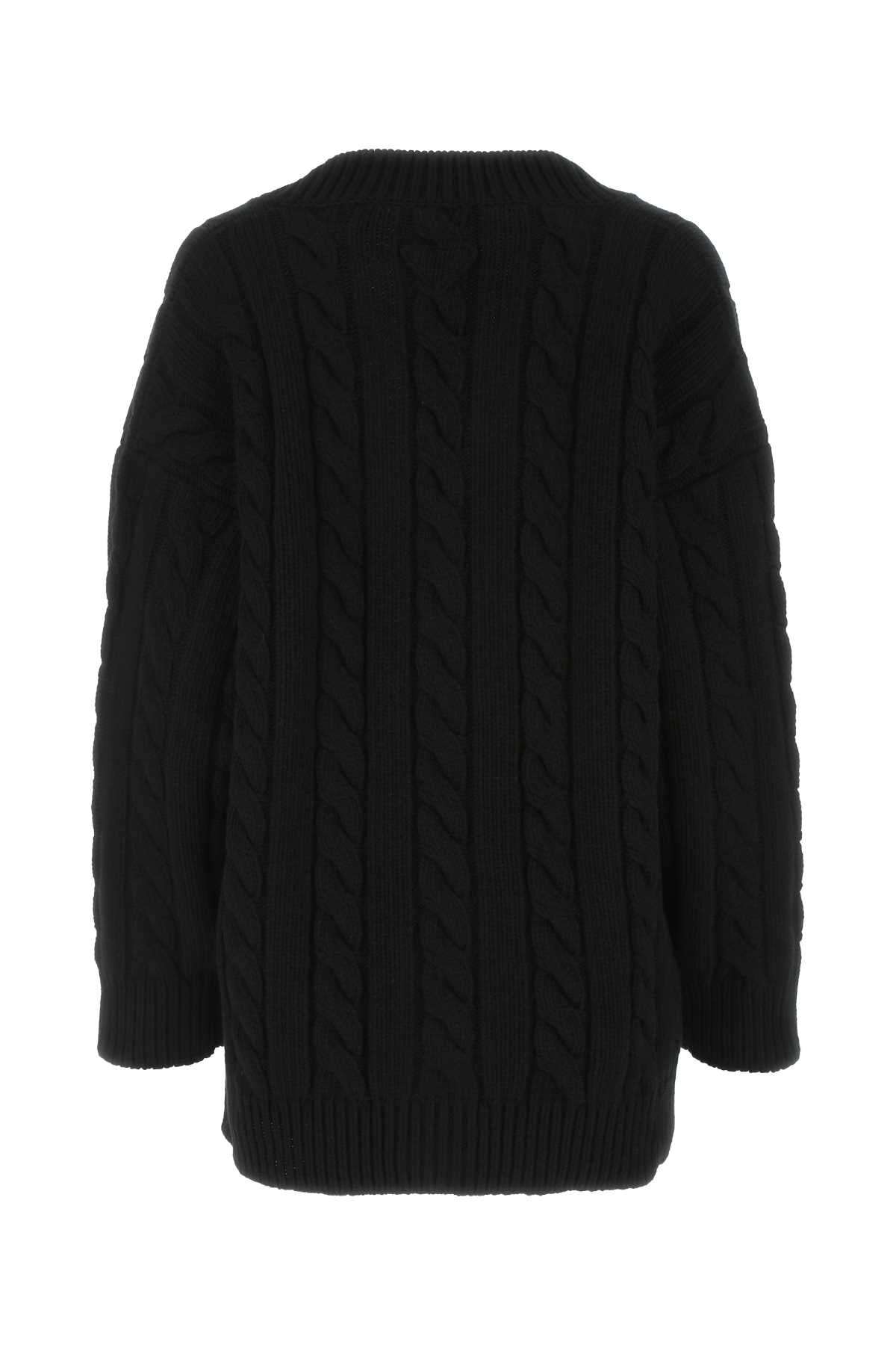 Prada Women Black Wool Blend Oversize Cardigan - 2