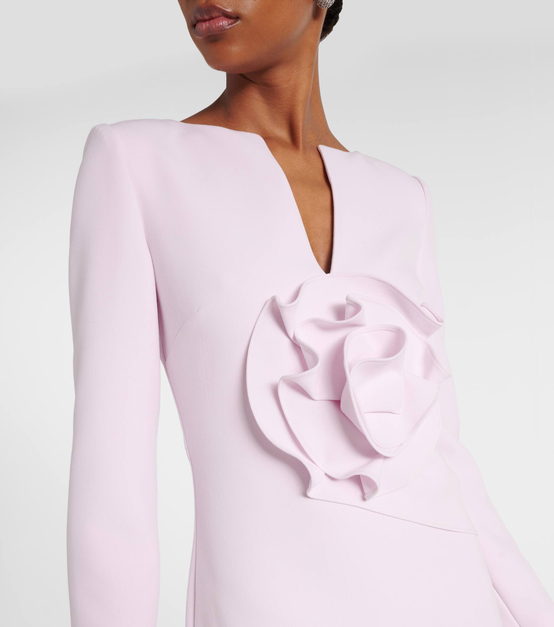 Floral-appliqué gathered gown - 4