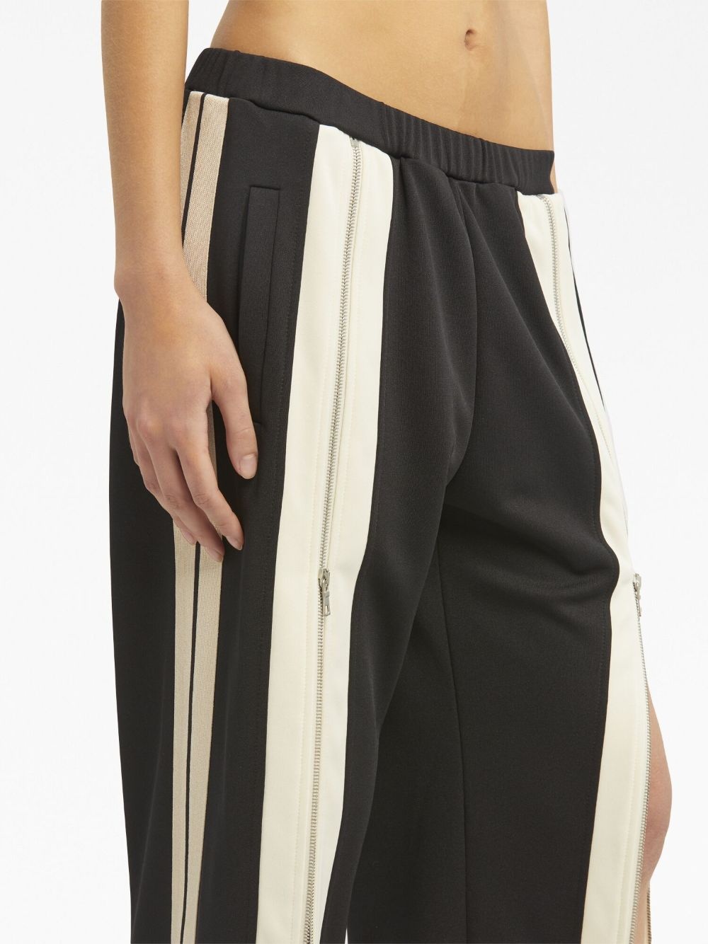 zip-detailing striped trousers - 6