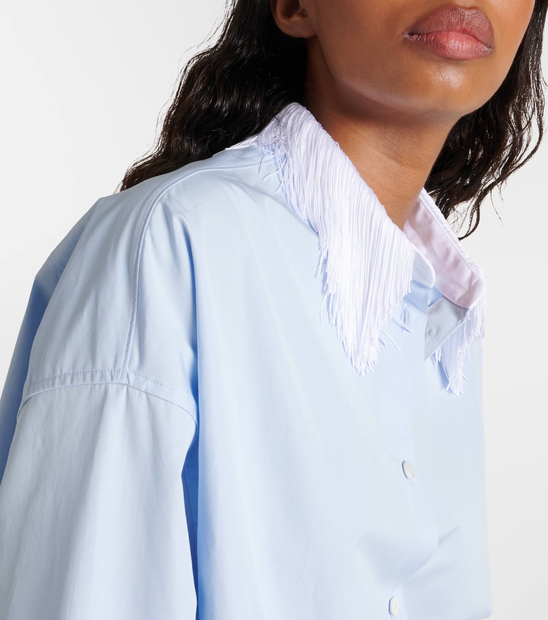 Fringe-trimmed cotton poplin shirt - 5