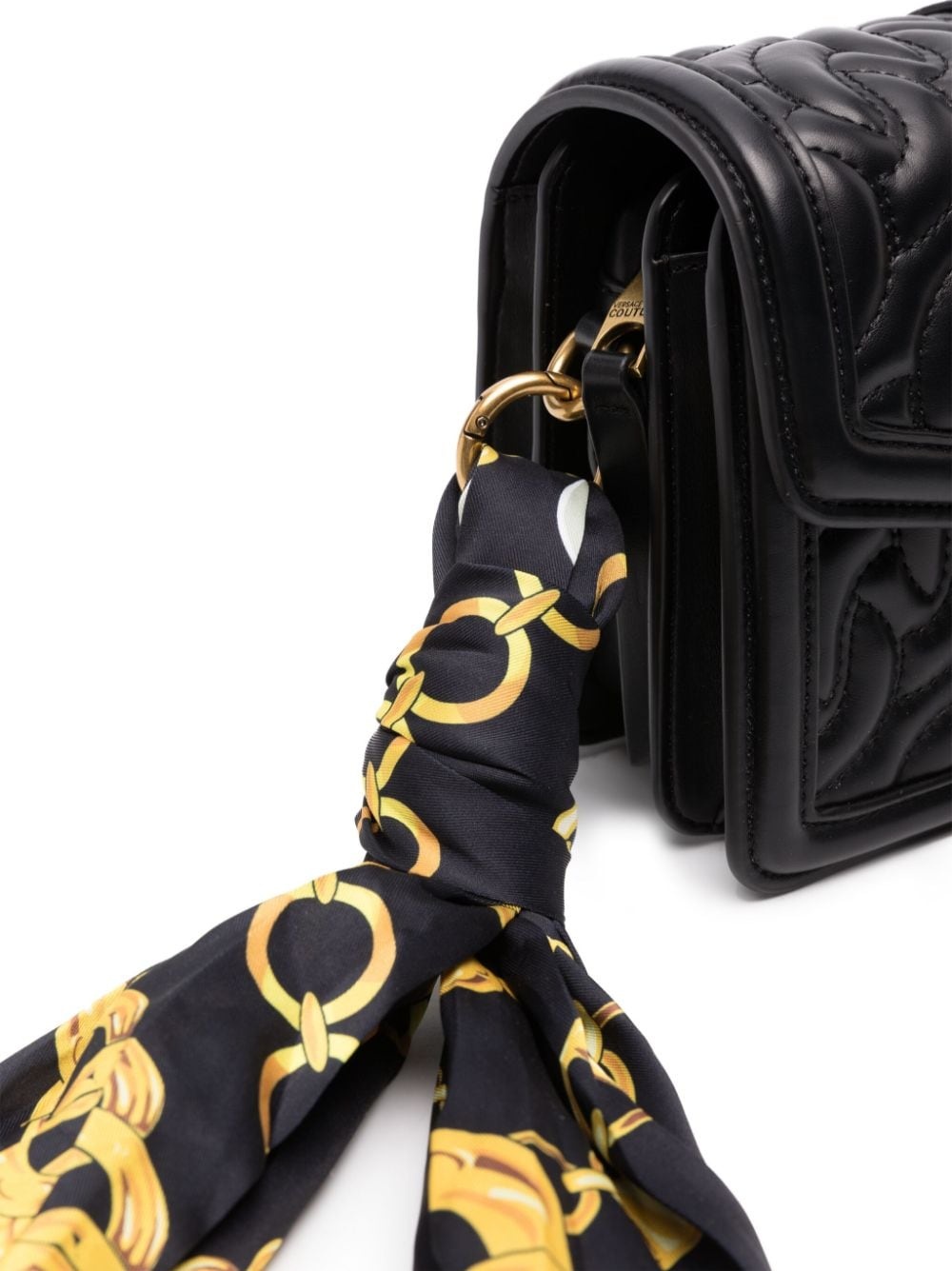 scarf-detailing logo-buckle shoulder bag - 4