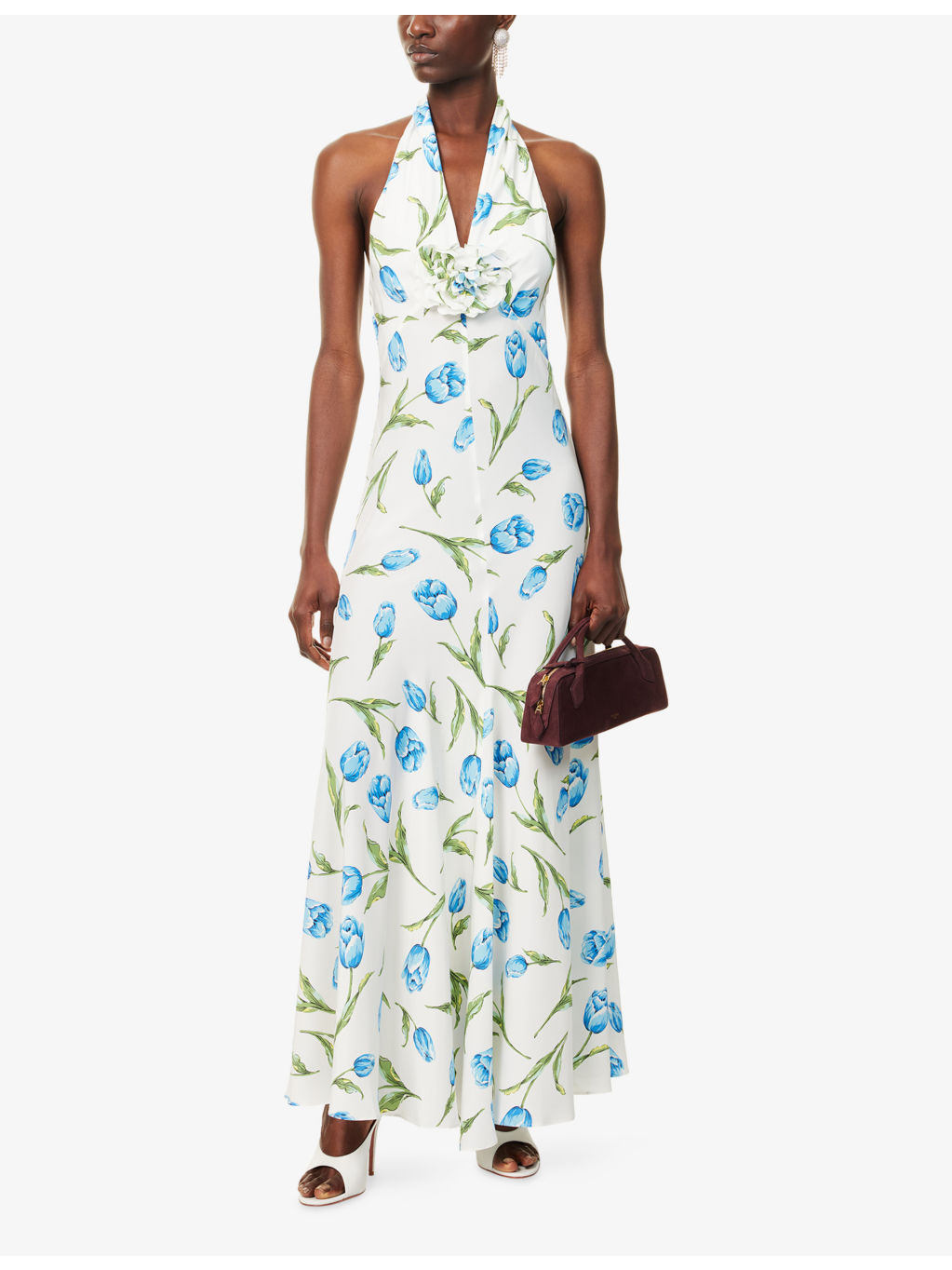 Tulip Halterneck Silk Maxi Dress - 2
