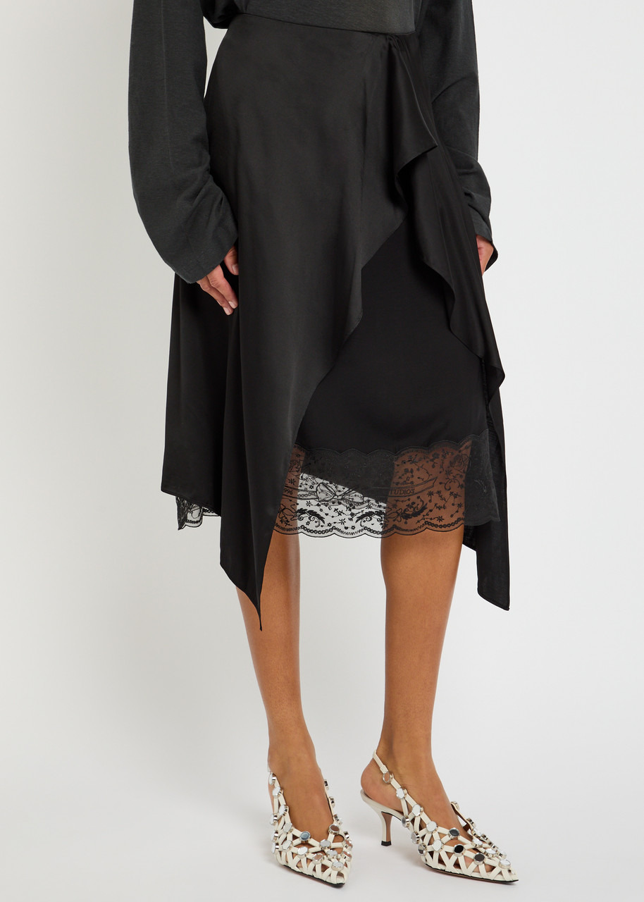 Acne Studios Inouka Asymmetric Satin Midi Skirt - 2