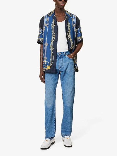 VERSACE Faded-wash belt-loop straight-leg mid-rise jeans outlook