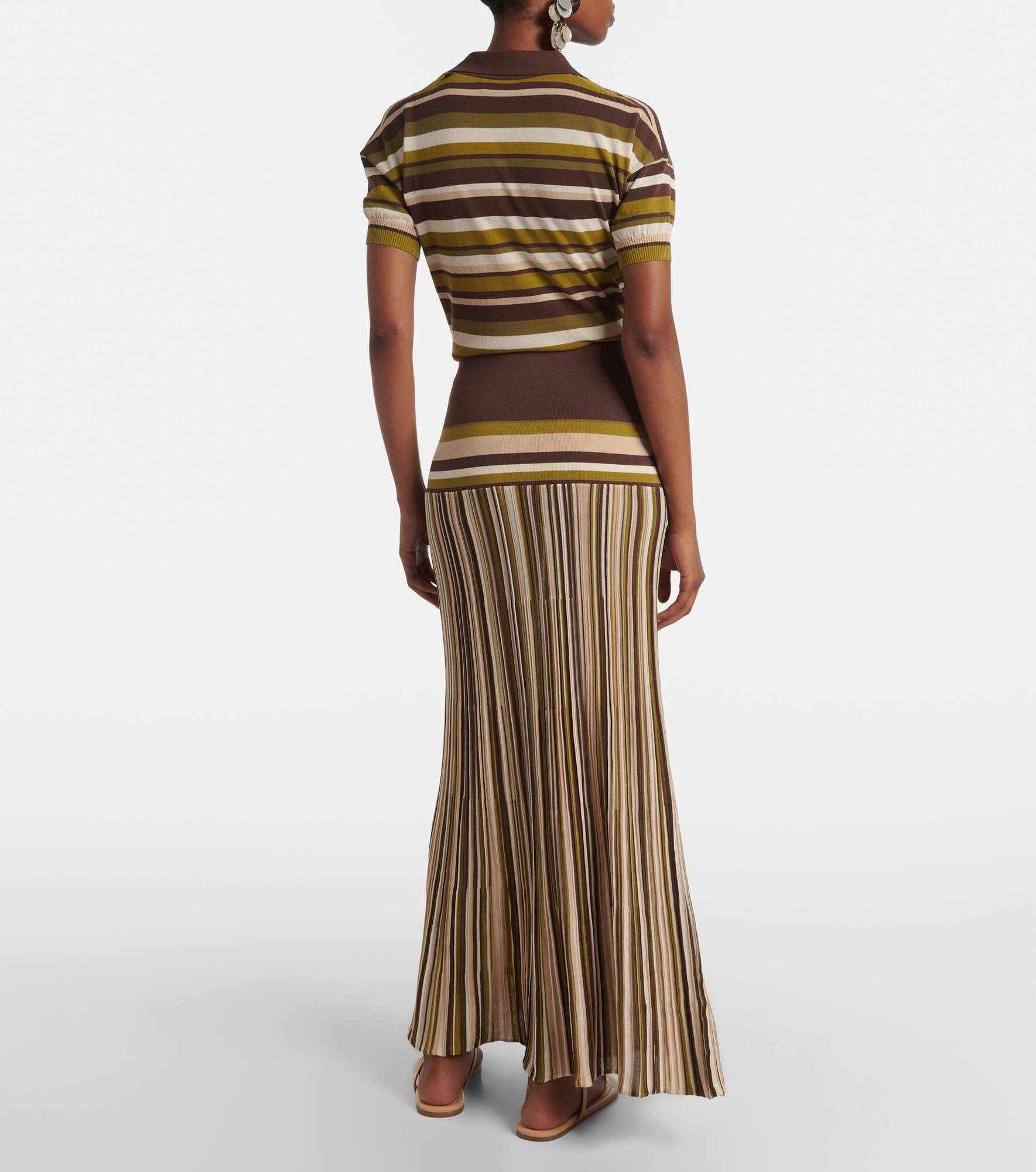 Citara plissé cotton-blend maxi skirt - 3
