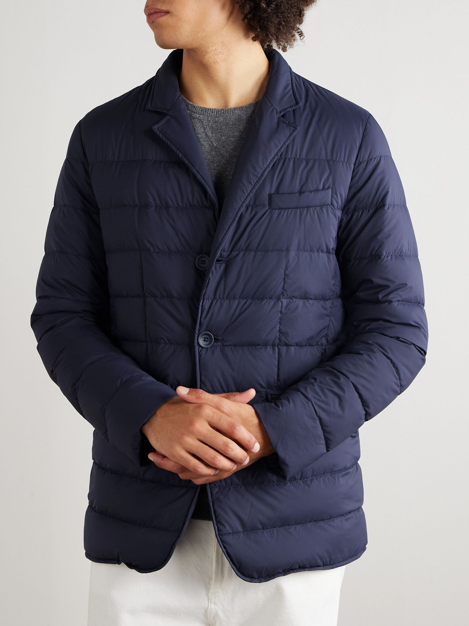 La Giacca Convertible Quilted Nylon Down Jacket Navy - 6