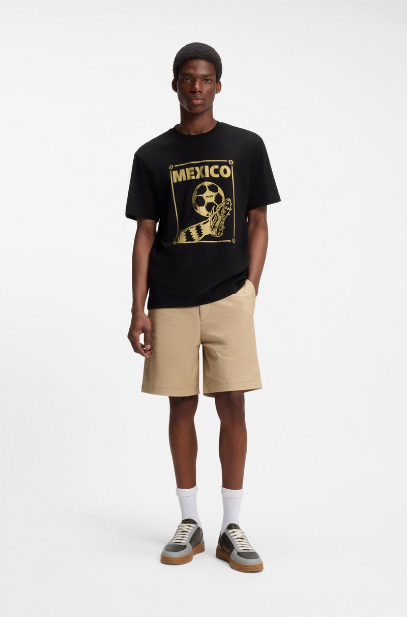 HUGO RELAXED-FIT T-SHIRT IN COTTON WITH SOCCER ARTWORK outlook
