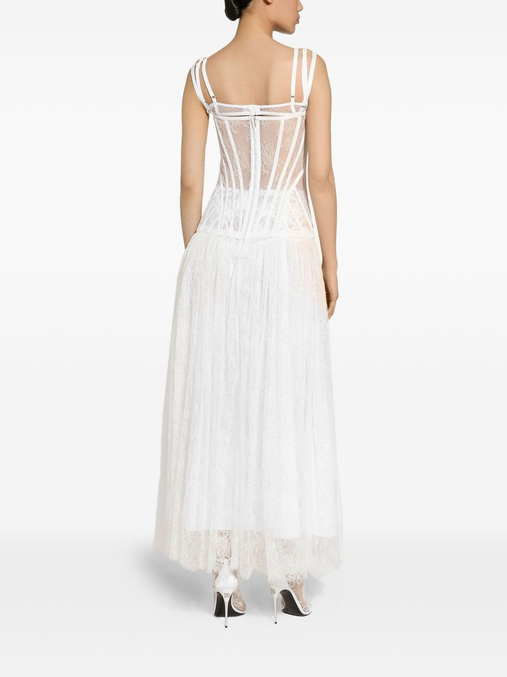 corset-detailing tulle midi dress - 3