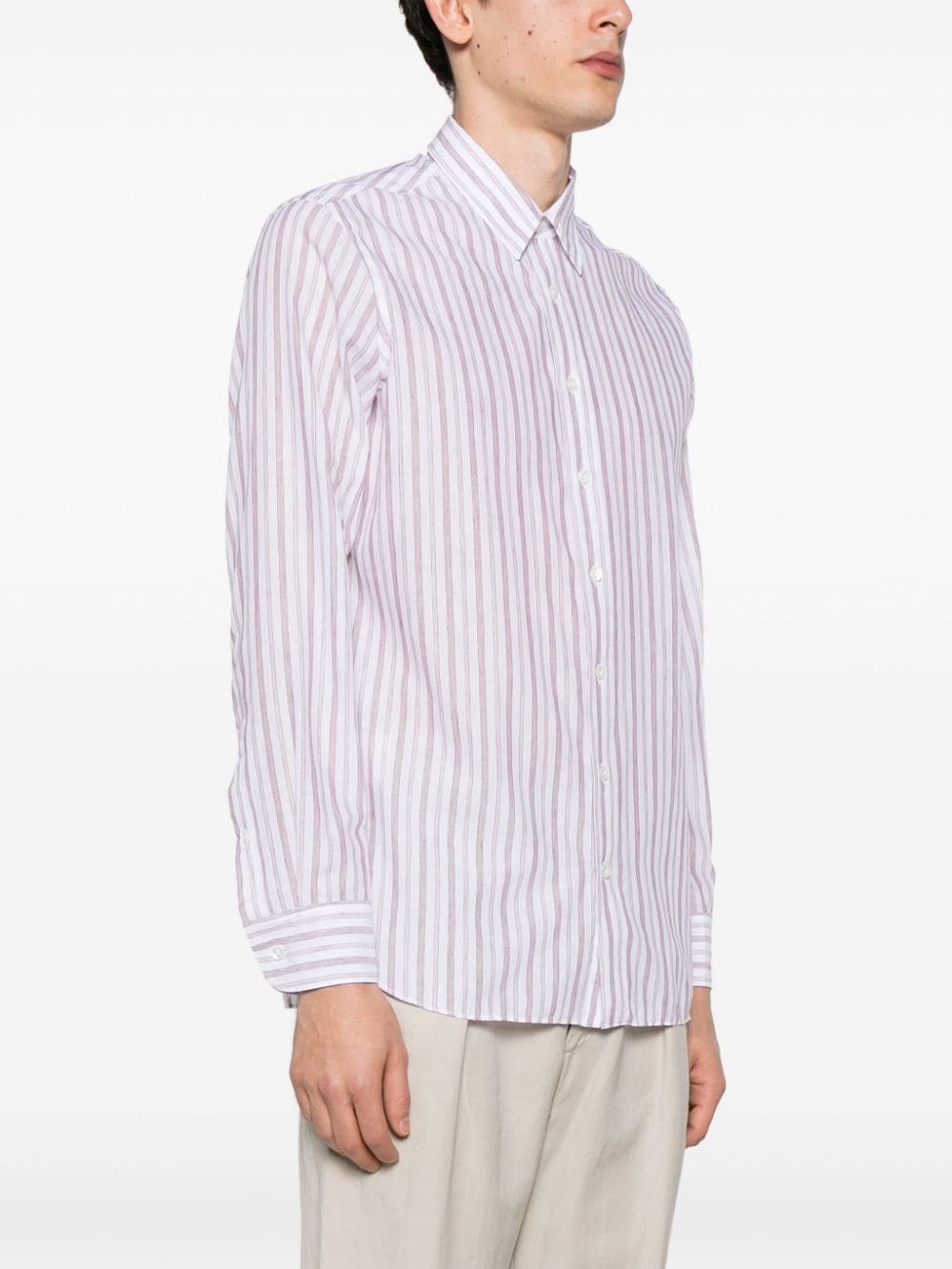 halo-stripe classic-collar shirt - 3