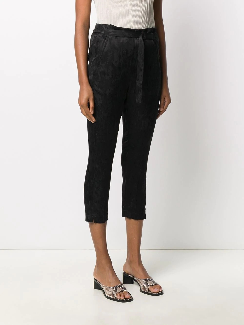 jacquard cropped trousers - 3