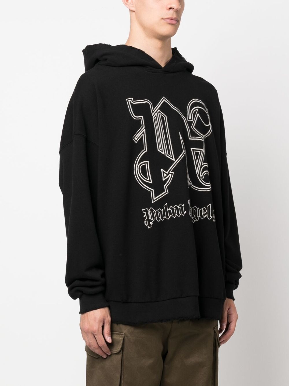 logo-embroidered cotton hoodie - 3