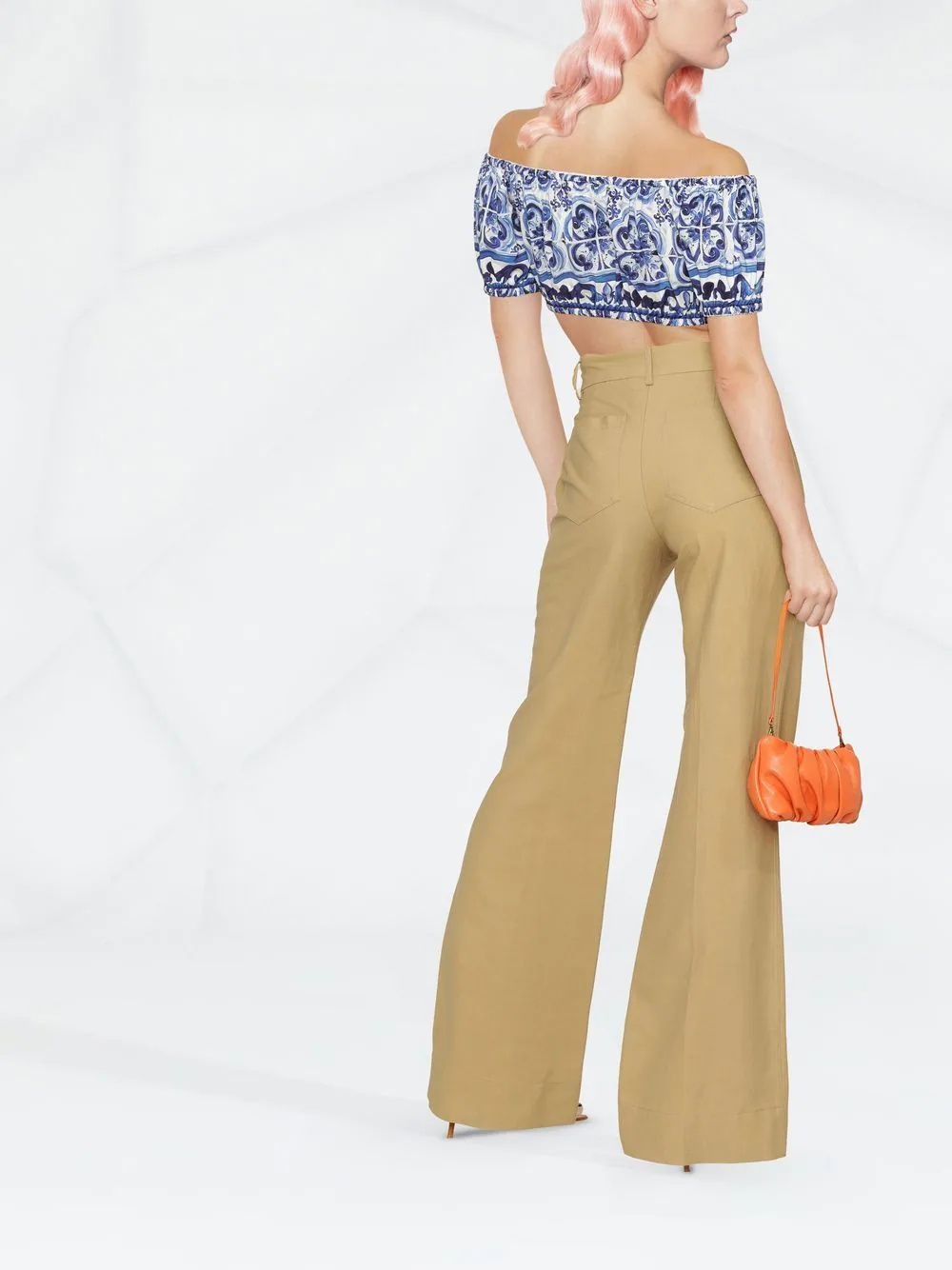 Majolica-print crop top - 4