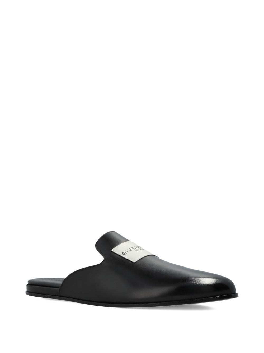 logo-patch leather mules - 2