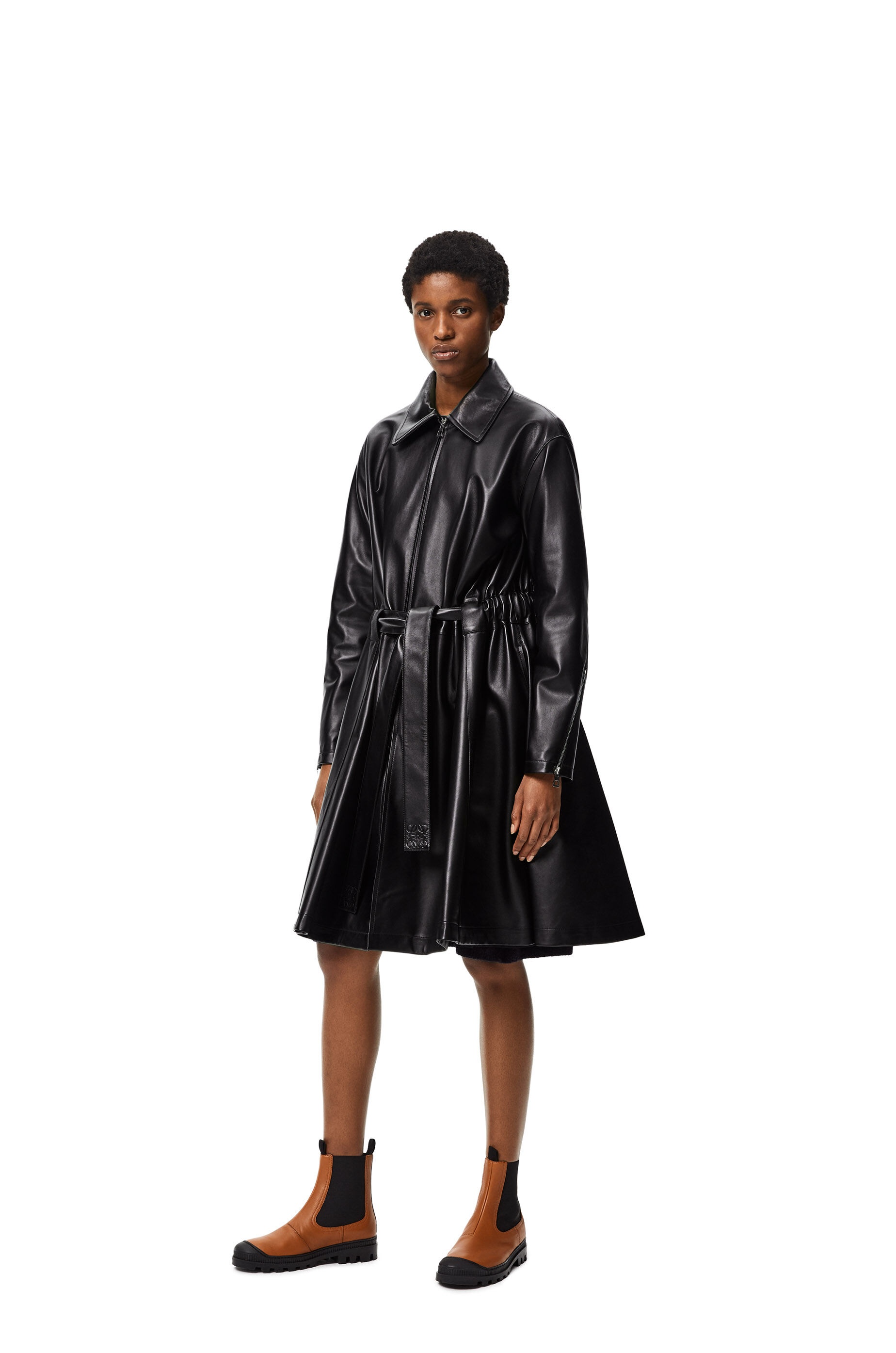 Elasticated belt coat in nappa - 2