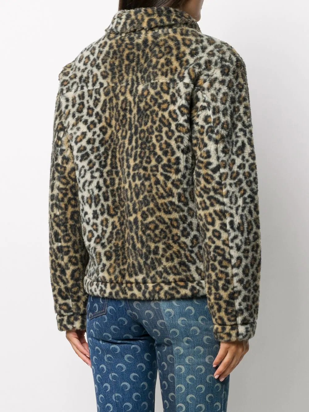 leopard print fleece jacket - 4