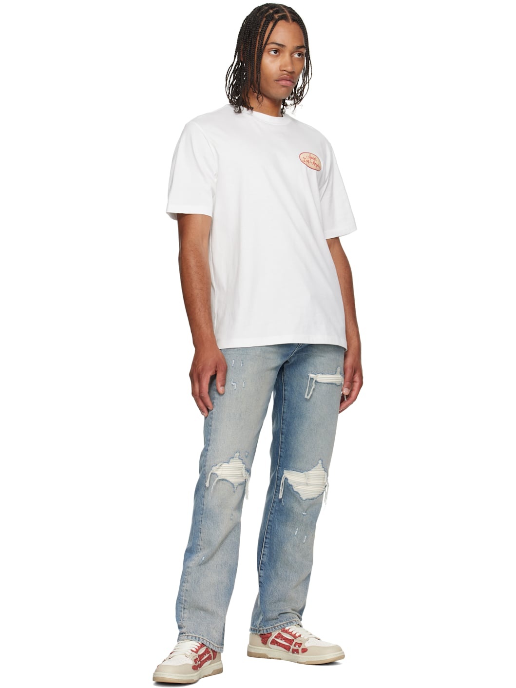 Red & White Bandana Skel Top Low Sneakers - 5