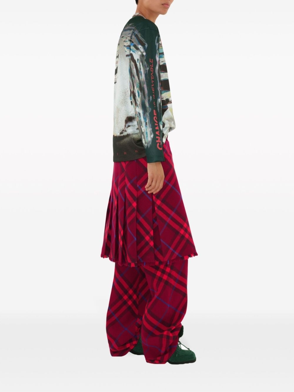checked straight-leg wool trousers - 3