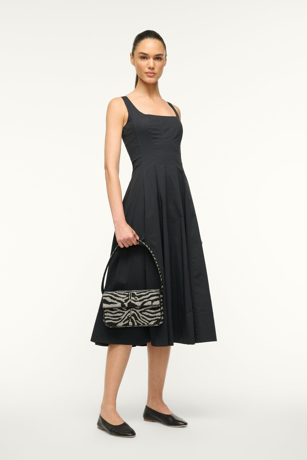 STAUD TOMMY BEADED BAG | BLACK WHITE - 4