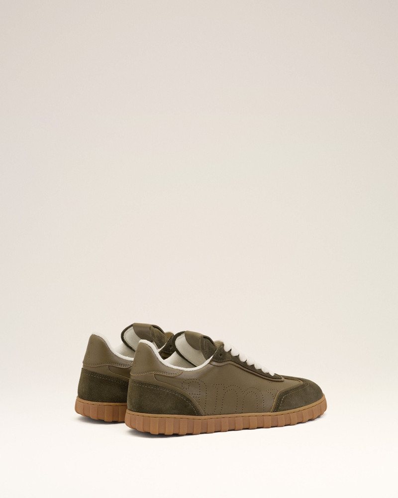 GREEN COWHIDE LEATHER STEP SNEAKERS 4