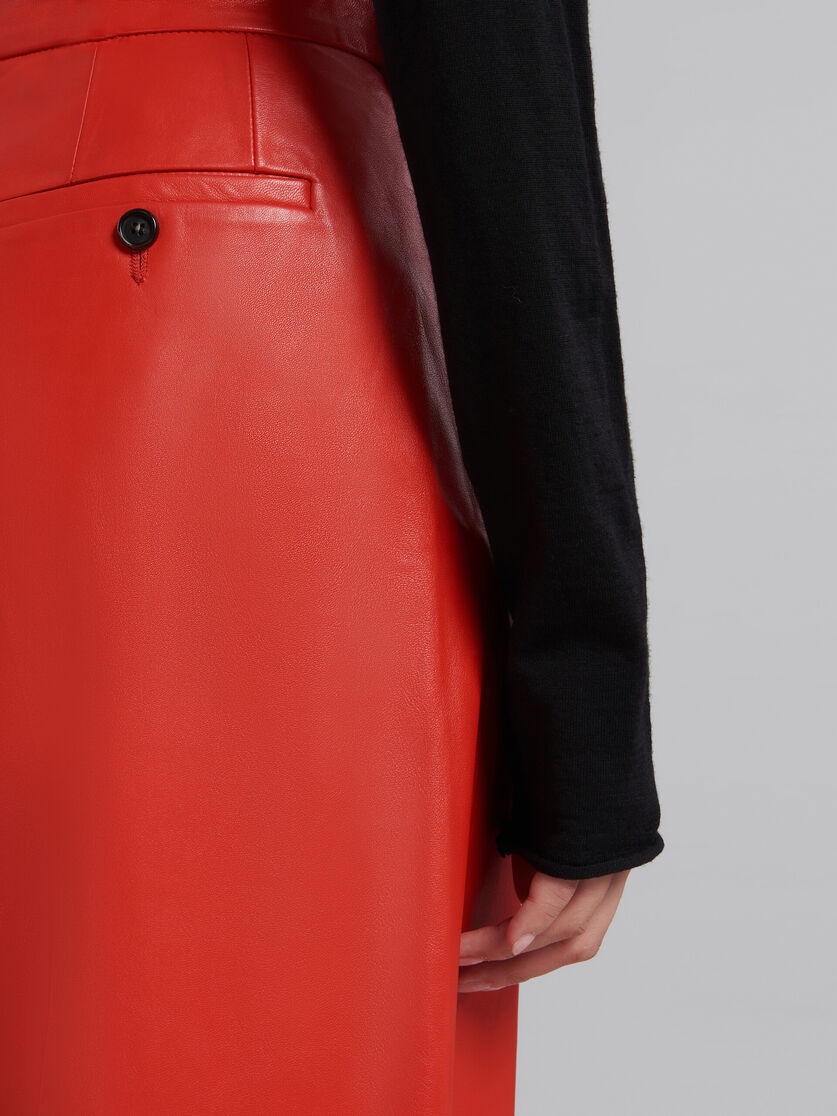 RED NAPPA LEATHER TAILORED TROUSERS - 4