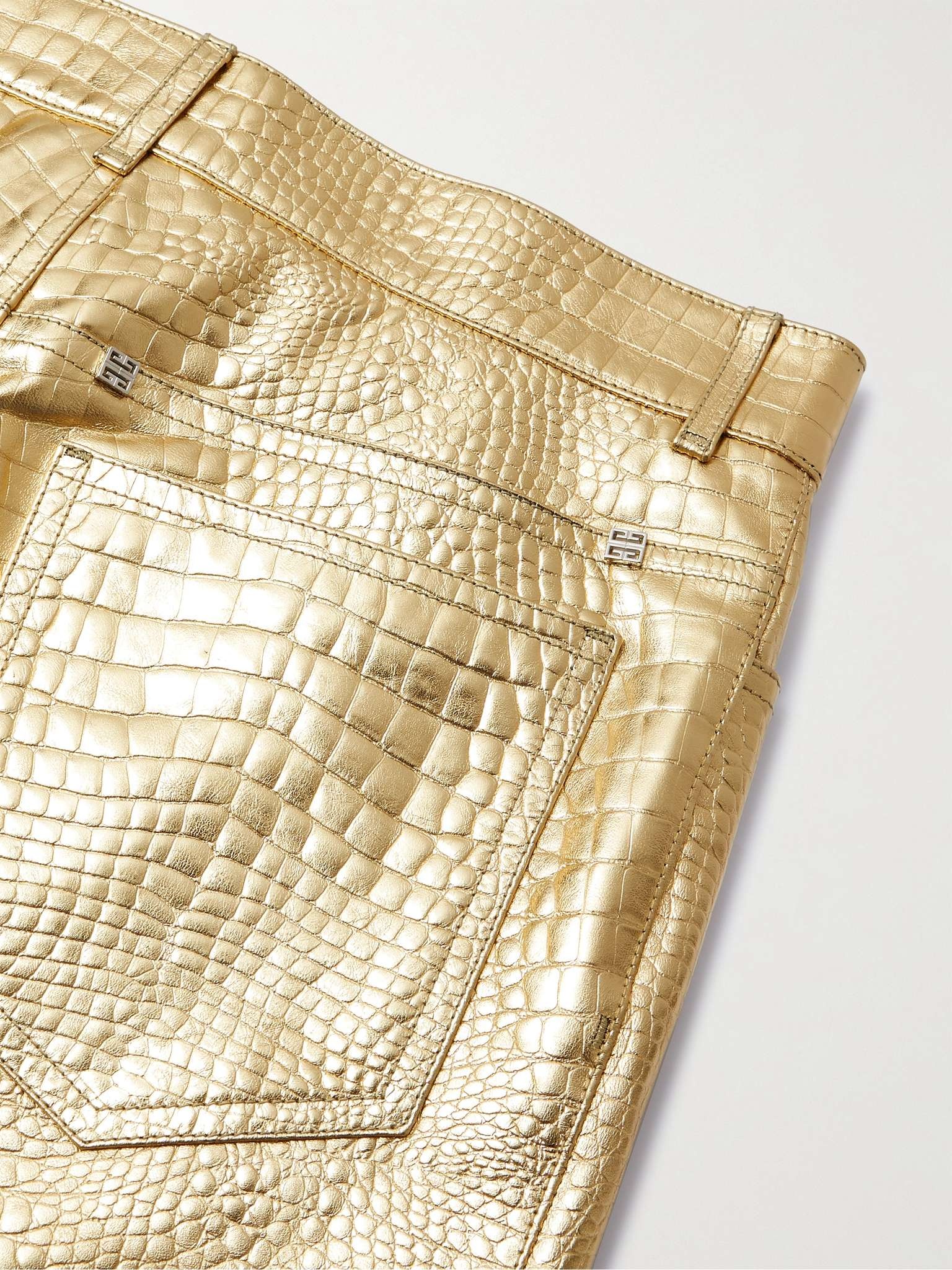 Croc-Effect Metallic Leather Trousers - 5