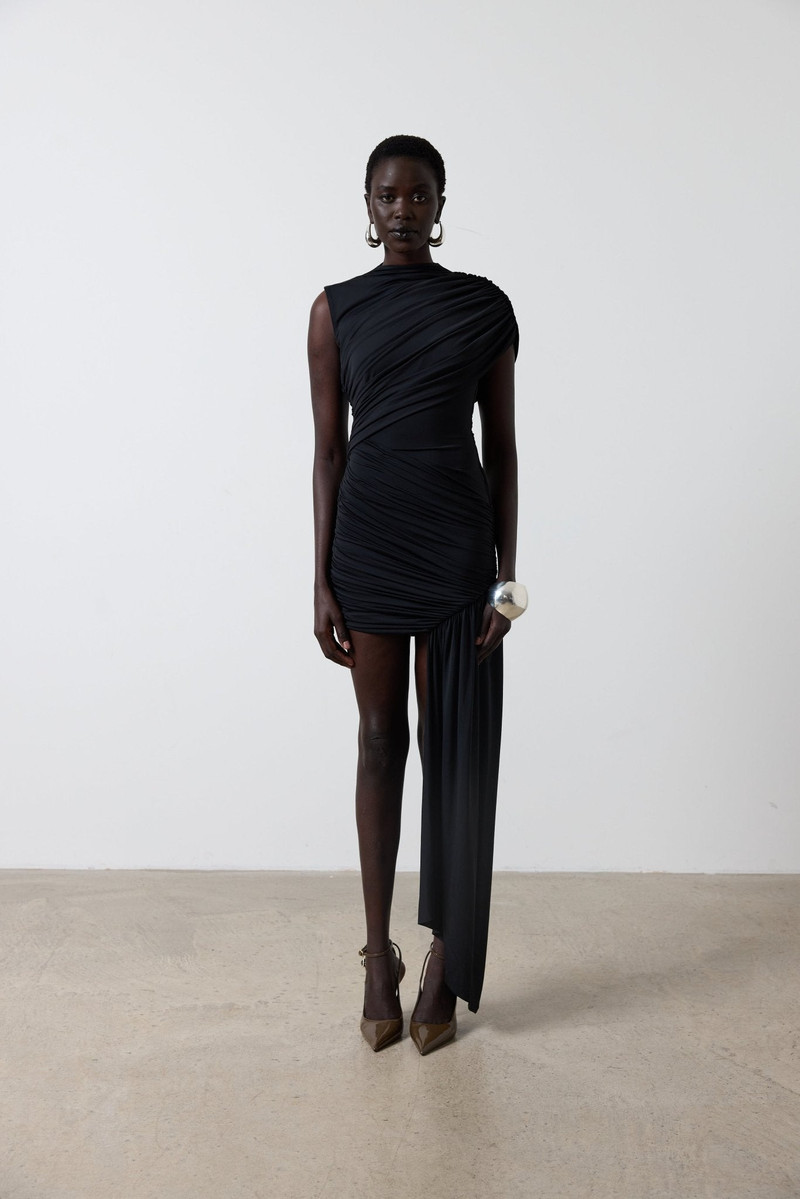 De La Vali RAVENNA MINI DRESS IN BLACK SPANDEX JERSEY outlook