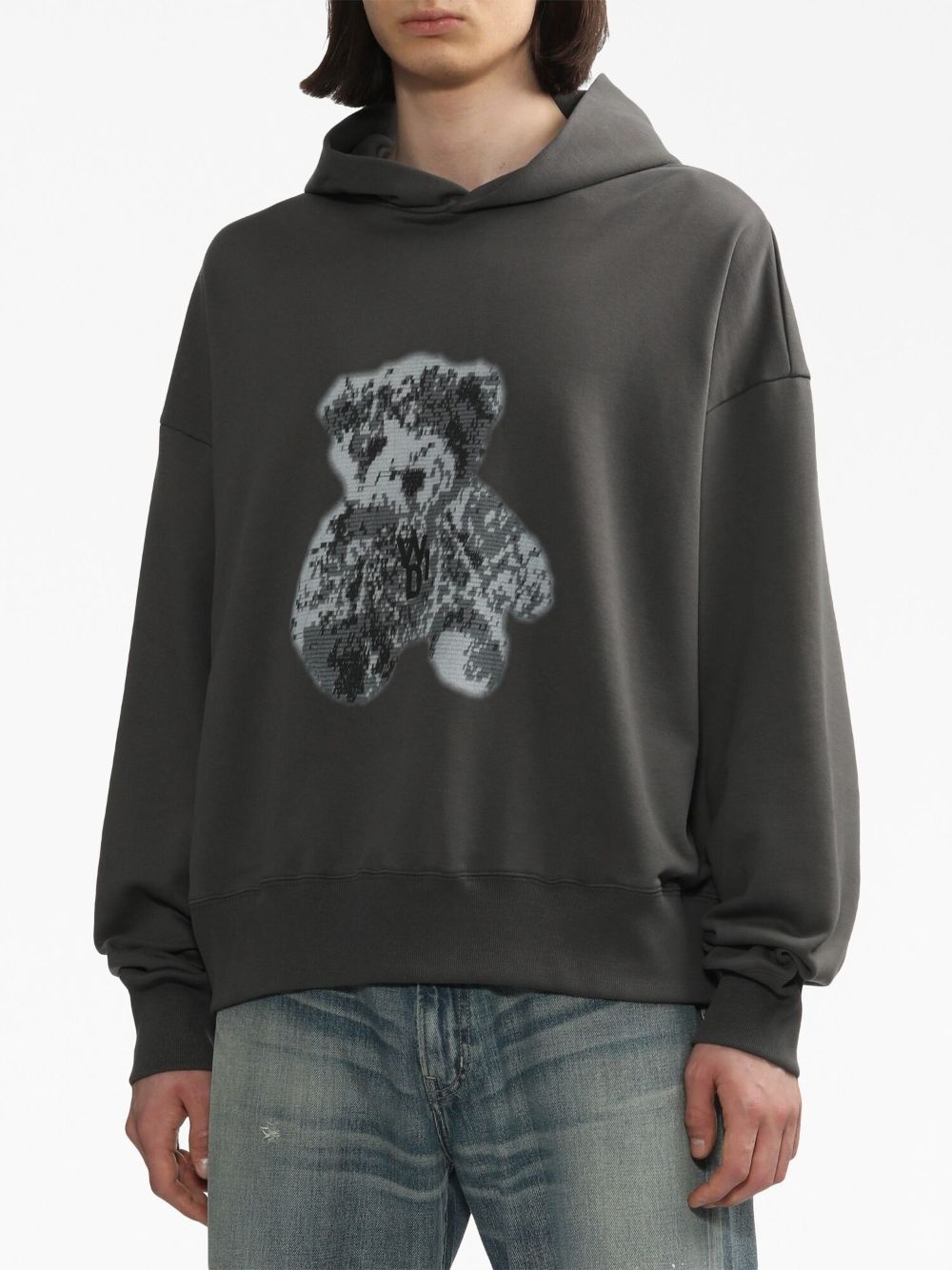 teddy bear-print cotton hoodie - 3